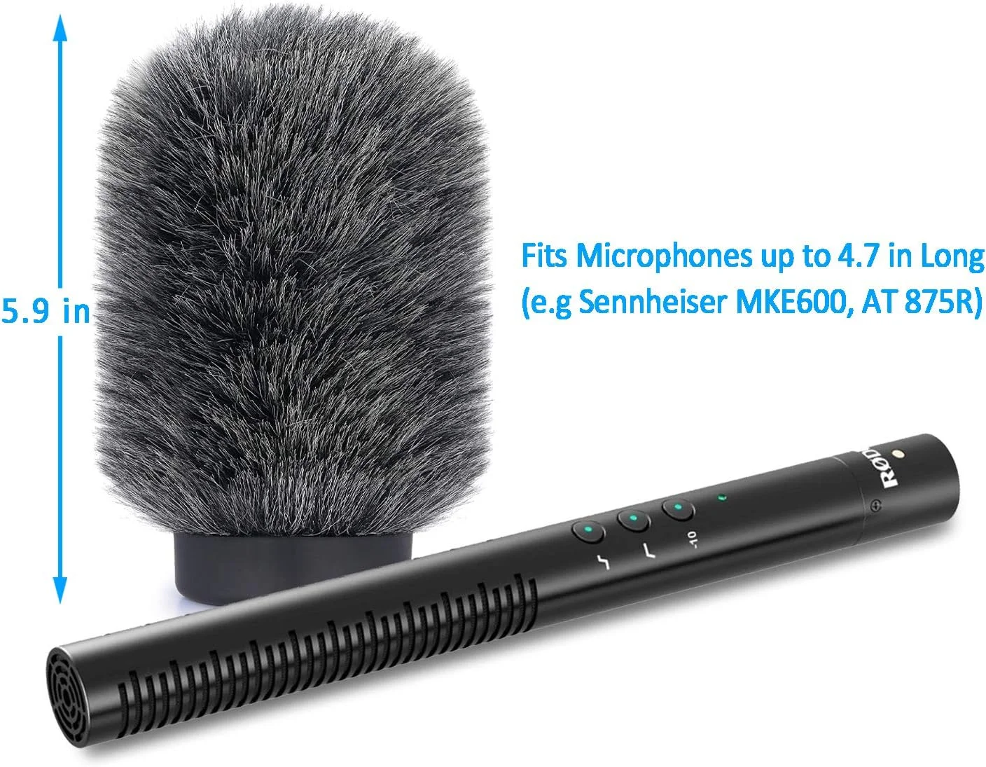 پوشش بادگیر خزدار YOUSHARES برای میکروفون های شات گان Rode NTG4، MKE 600 و Audio-Technica AT875R، مناسب برای میکروفون های تا طول 12 سانتی متر