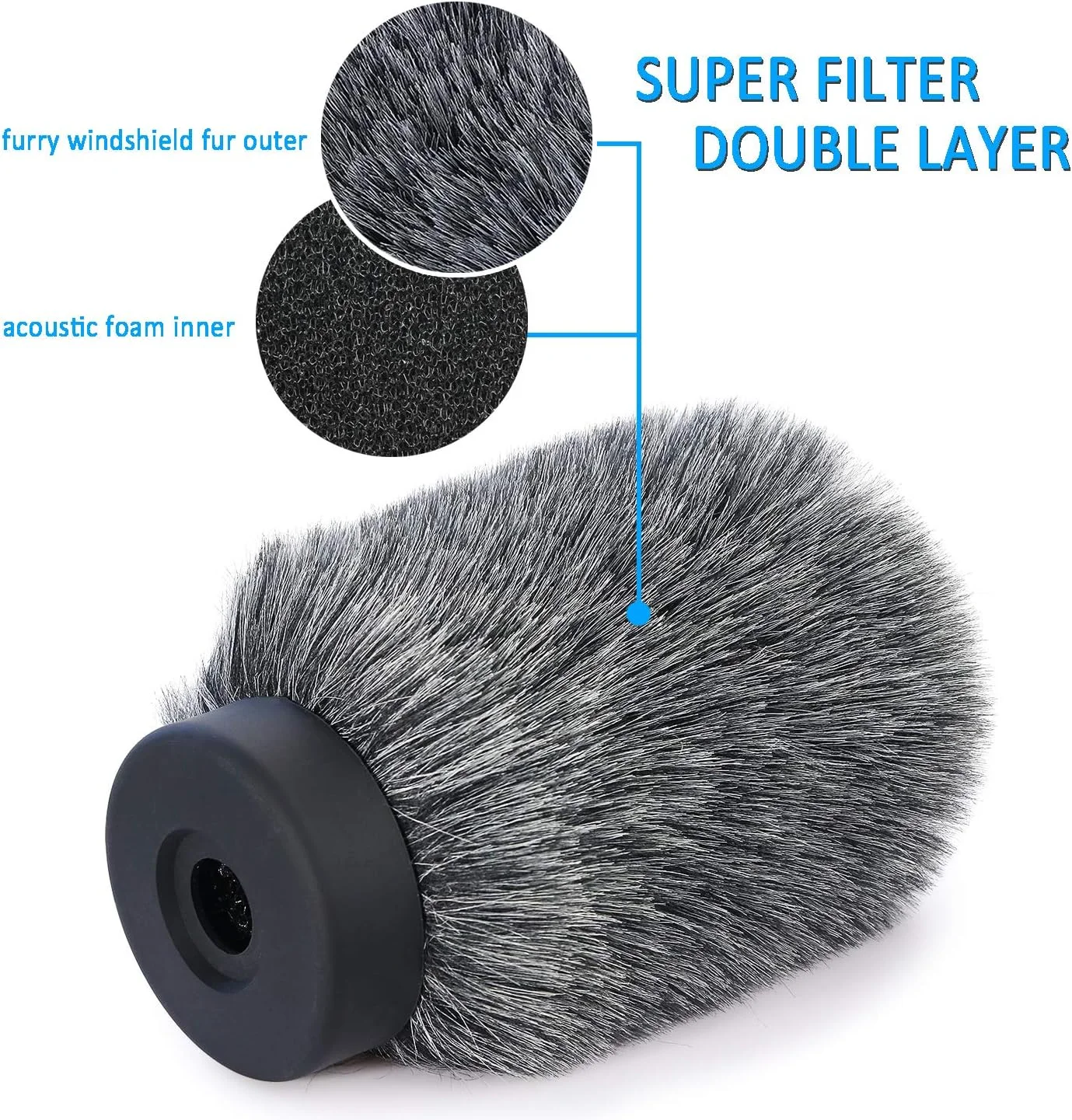 پوشش بادگیر خزدار YOUSHARES برای میکروفون های شات گان Rode NTG4، MKE 600 و Audio-Technica AT875R، مناسب برای میکروفون های تا طول 12 سانتی متر