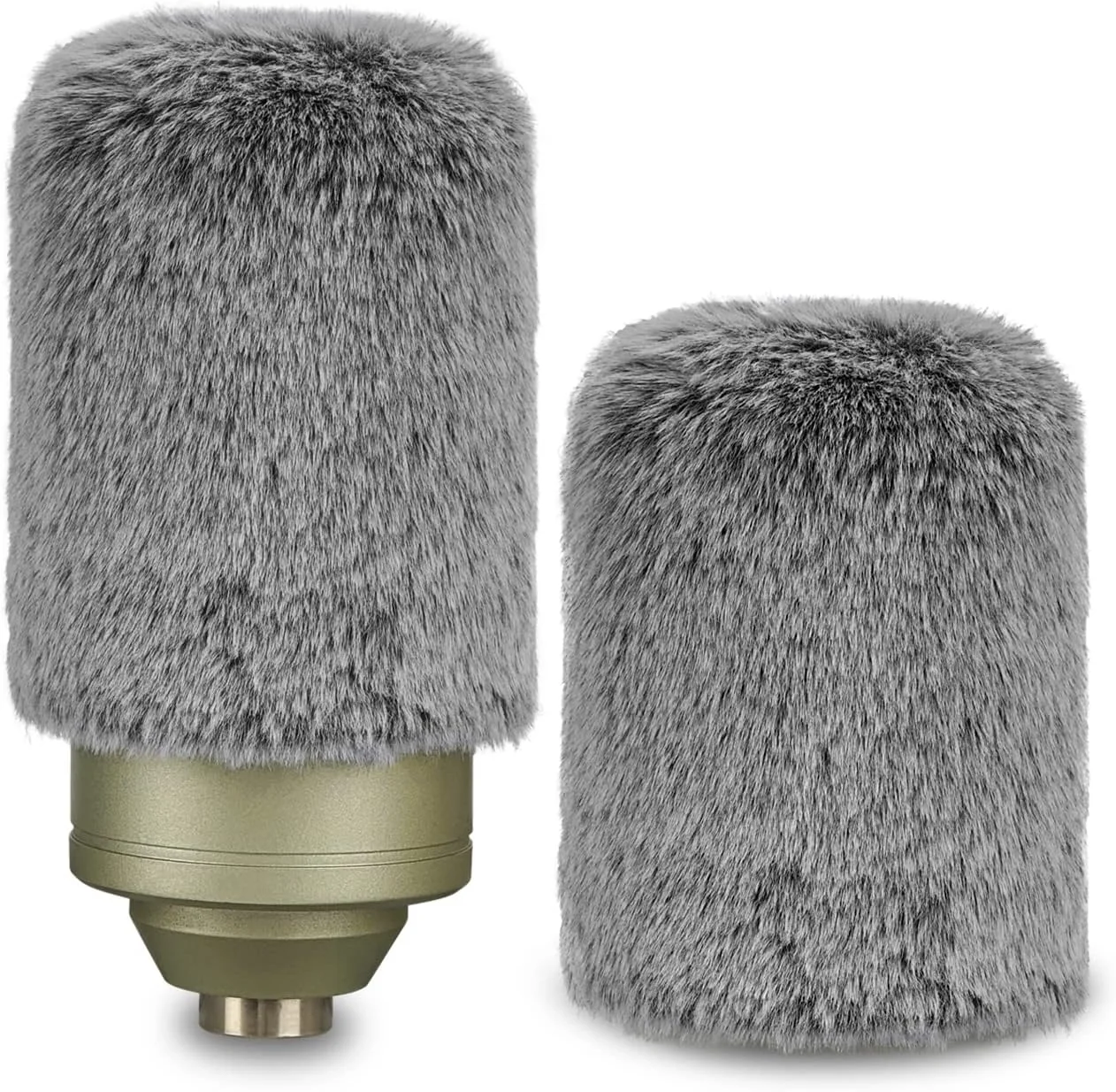 محافظ باد خزدار Geekria for Creators سازگار با میکروفون های MXL 550, 770, R144, V250, Revelation Mini Mic DeadCat، روکش پشمی محافظ باد، کاهش نویز باد (خاکستری / 2 عدد)