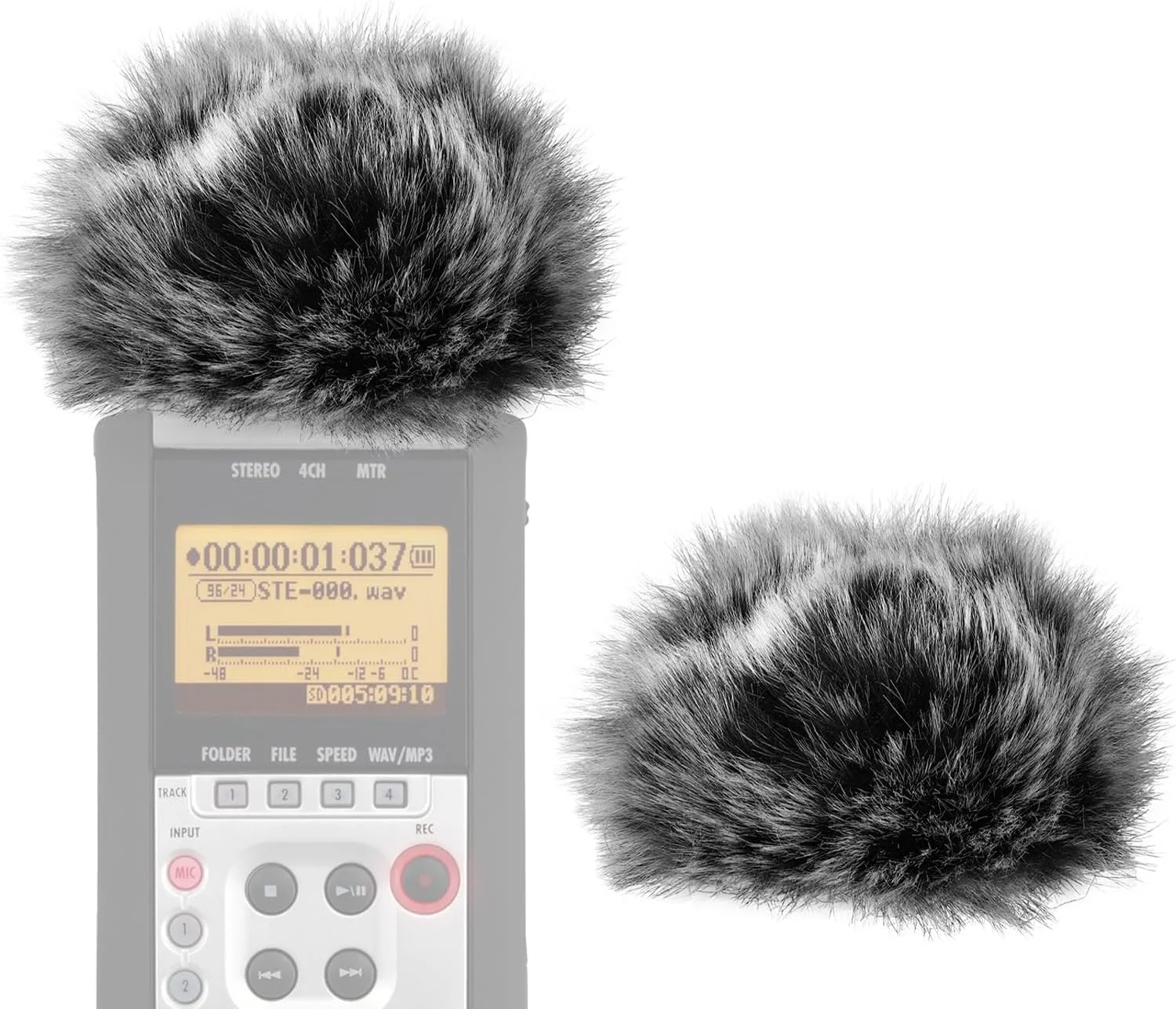 محافظ باد خزدار Geekria for Creators سازگار با ضبط کننده دستی ZOOM H2n، H4n، H4n Pro، روکش میکروفون DeadCat، محافظ باد کرکی، ضبط کننده دیجیتال قابل حمل (خاکستری / 2 عدد)