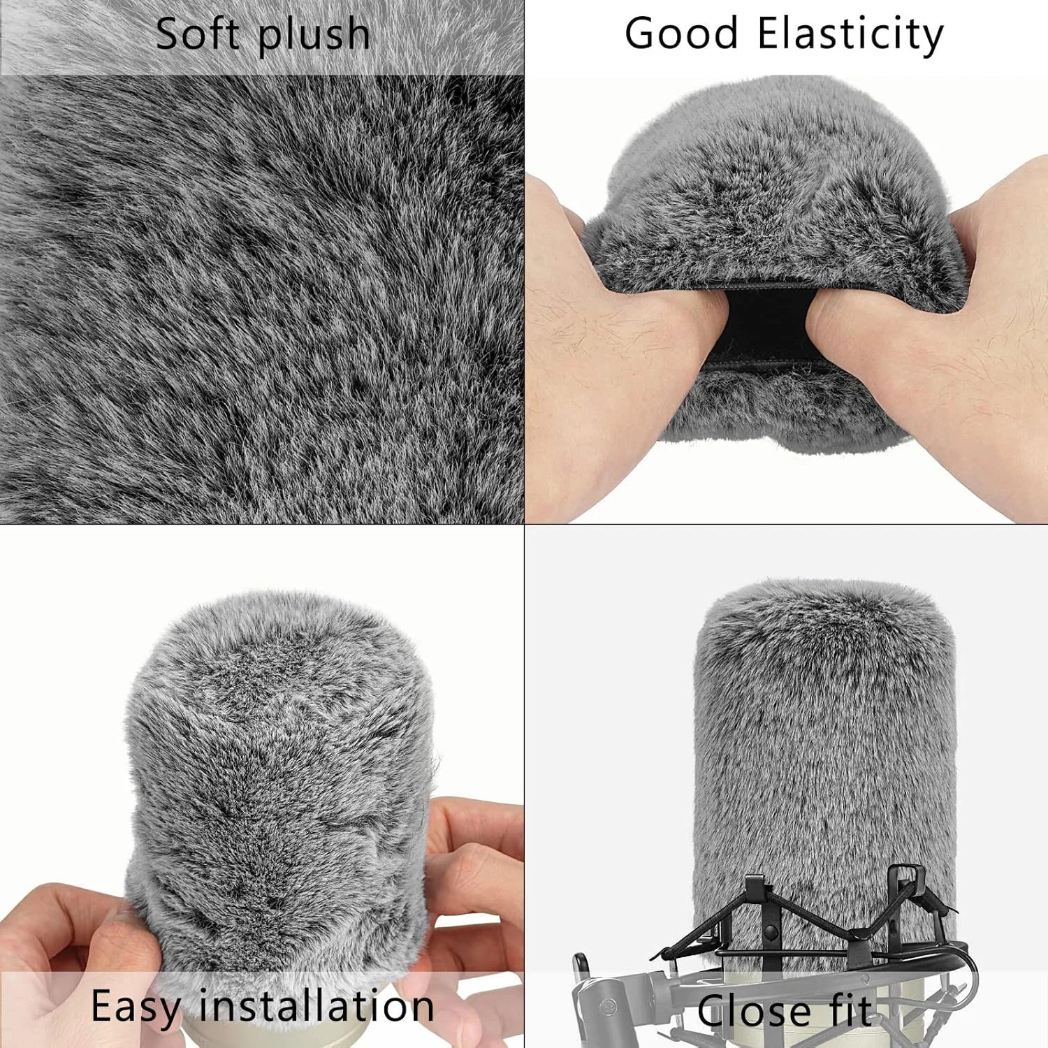 محافظ باد خزدار Geekria for Creators سازگار با میکروفون های MXL 550, 770, R144, V250, Revelation Mini Mic DeadCat، روکش پشمی محافظ باد، کاهش نویز باد (خاکستری / 2 عدد)