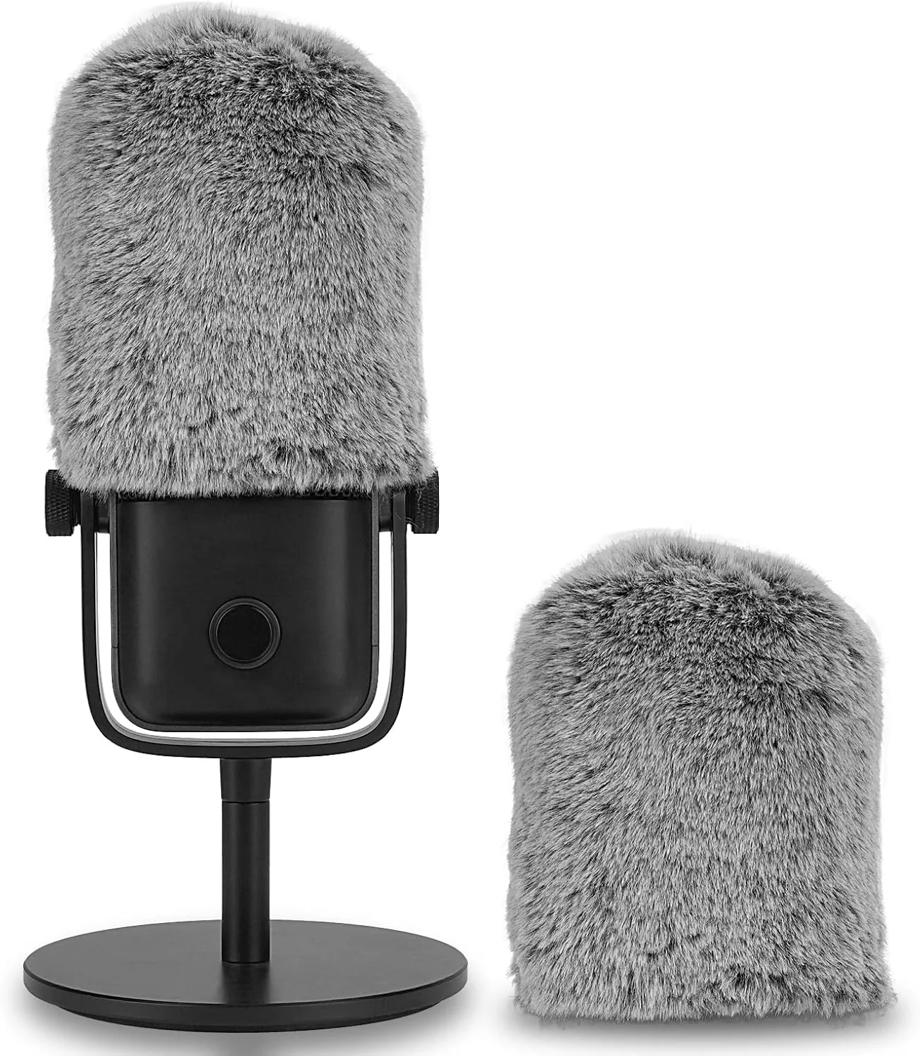 محافظ باد خزدار Geekria for Creators سازگار با میکروفون Elgato Wave:1 و Wave:3، روکش ضد باد DeadCat، روکش کرکی شیشه جلو، کاهش نویز باد (خاکستری / 2 عدد)