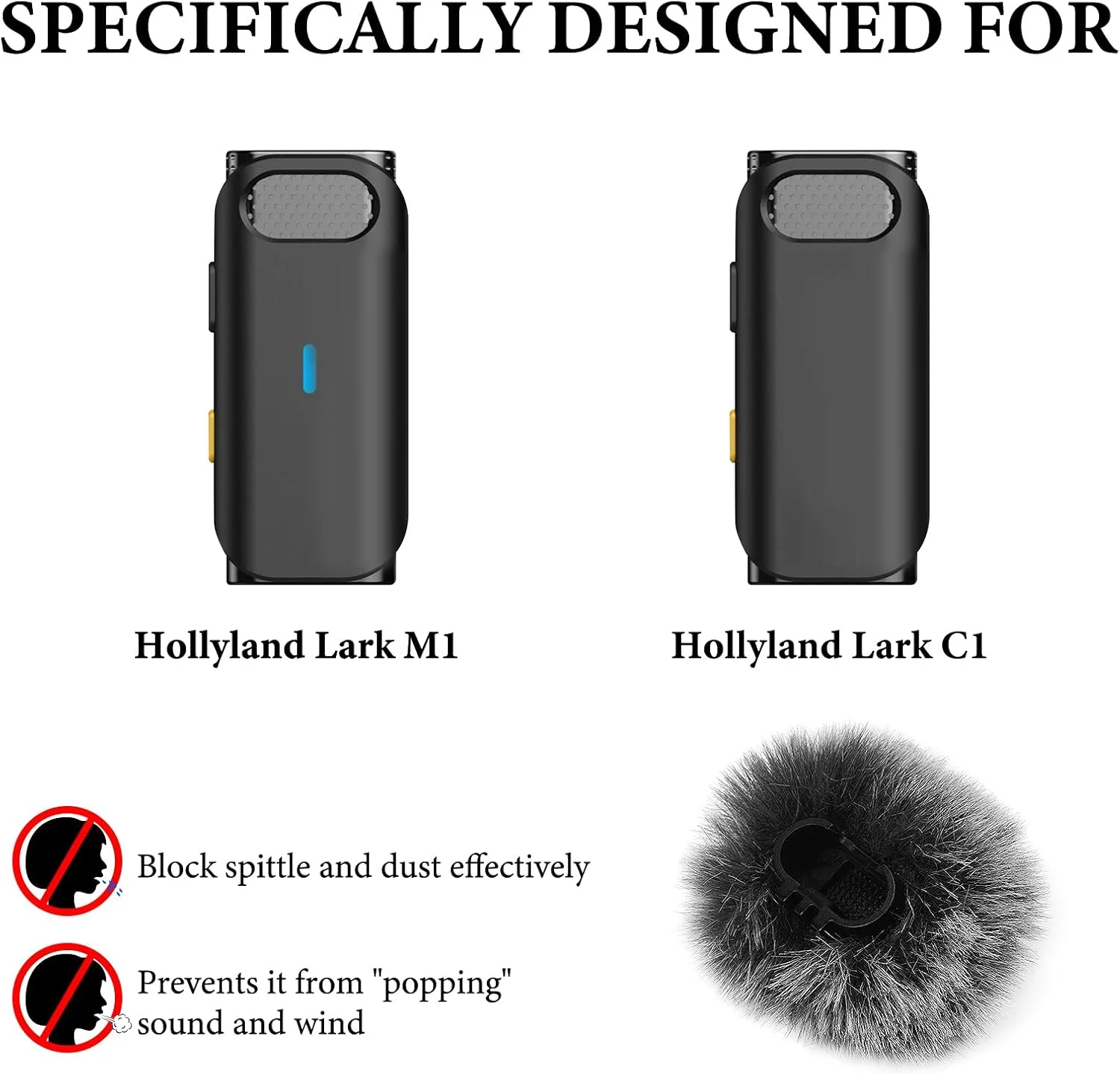 محافظ باد خزدار Geekria for Creators سازگار با میکروفون بی سیم Hollyland Lark M1، پوشش ضد باد میکروفون DeadCat، محافظ پشمی، کاهش نویز باد (خاکستری / 2 عدد)