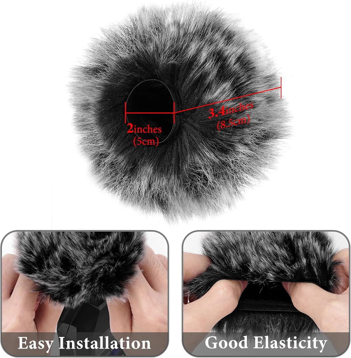 محافظ باد خزدار Geekria for Creators سازگار با ضبط کننده دستی ZOOM H2n، H4n، H4n Pro، روکش میکروفون DeadCat، محافظ باد کرکی، ضبط کننده دیجیتال قابل حمل (خاکستری / 2 عدد)