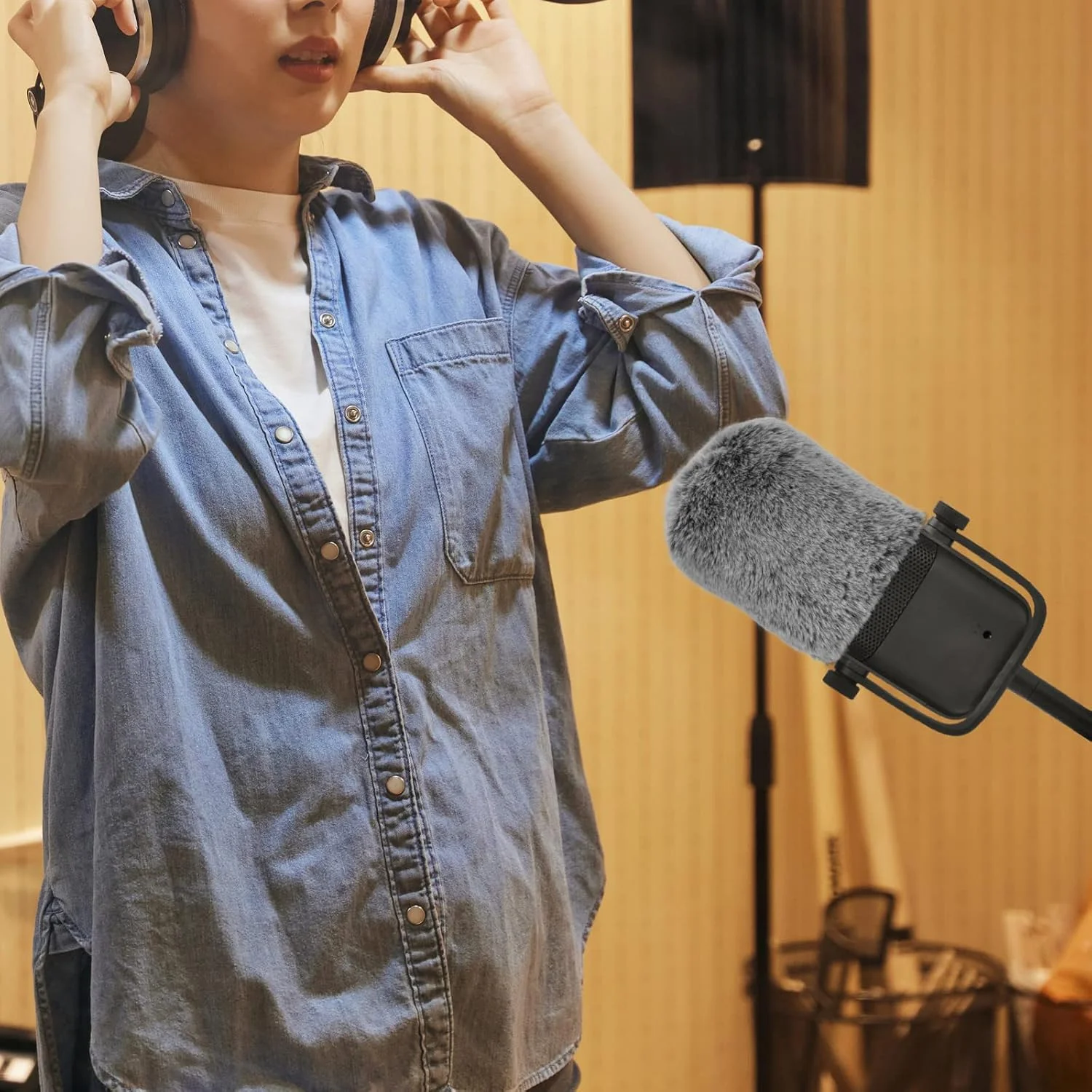 محافظ باد خزدار Geekria for Creators سازگار با میکروفون Elgato Wave:1 و Wave:3، روکش ضد باد DeadCat، روکش کرکی شیشه جلو، کاهش نویز باد (خاکستری / 2 عدد)