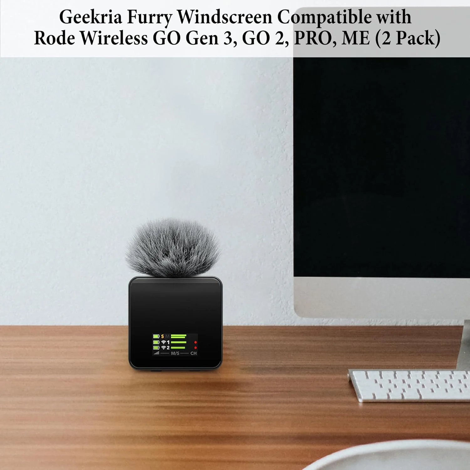 Geekria for Creators خز بادگیر سازگار با Rode Wireless GO Gen 3 III، GO 2، PRO، ME Mic DeadCat روکش بادگیر، روکش کرکی شیشه جلو، کاهش نویز باد (خاکستری / 2 عدد)