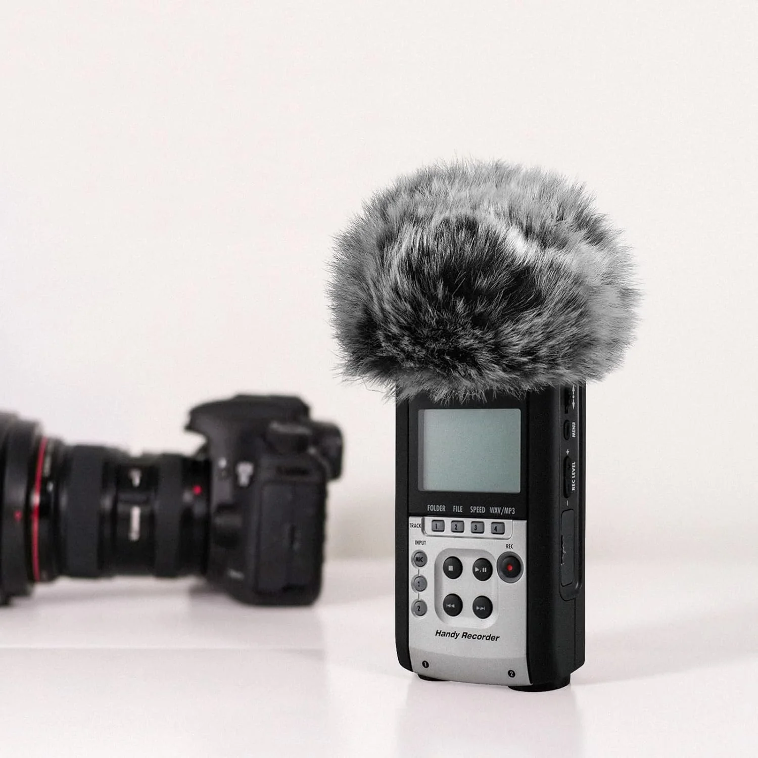 محافظ باد خزدار Geekria for Creators سازگار با ضبط کننده دستی ZOOM H2n، H4n، H4n Pro، روکش میکروفون DeadCat، محافظ باد کرکی، ضبط کننده دیجیتال قابل حمل (خاکستری / 2 عدد)