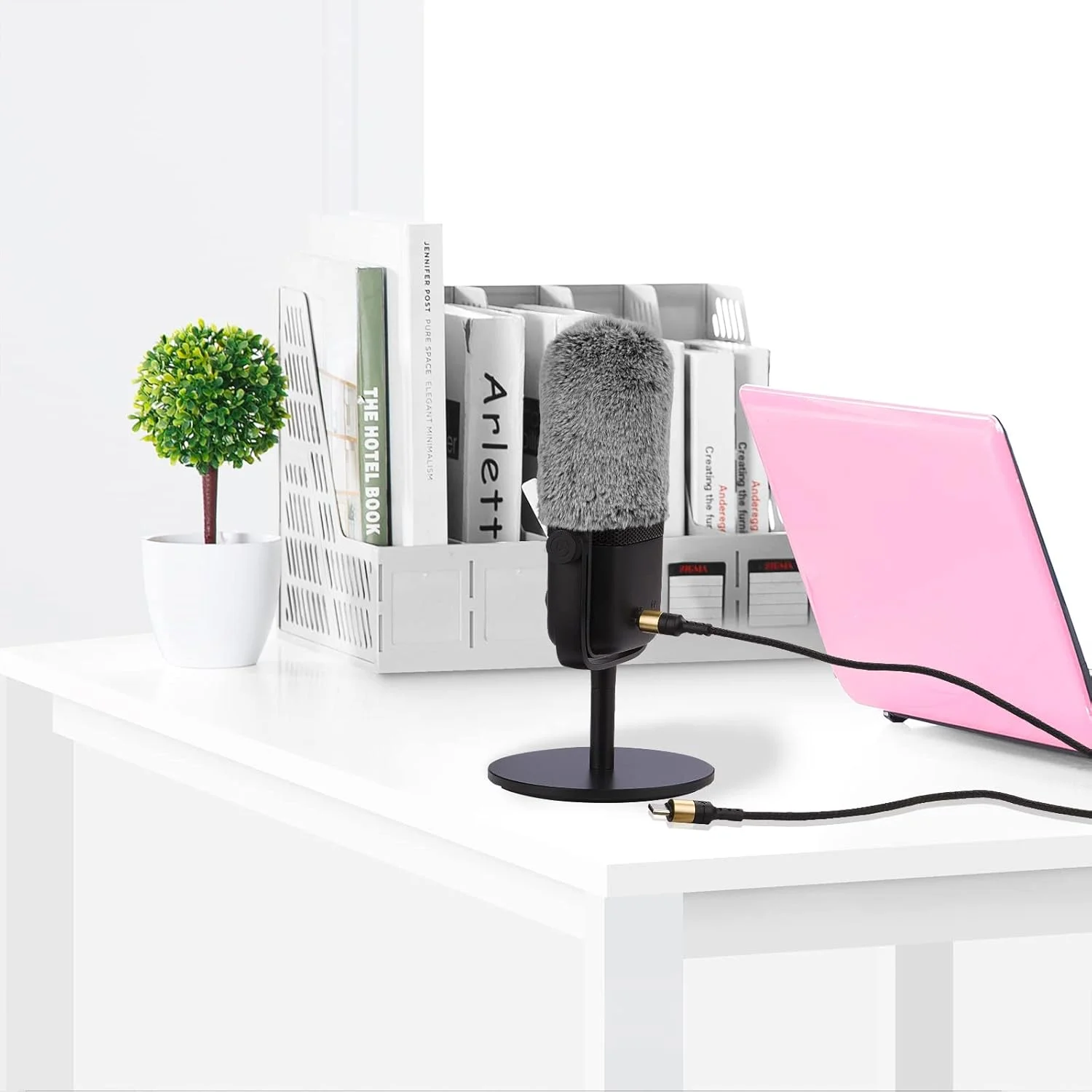 محافظ باد خزدار Geekria for Creators سازگار با میکروفون Elgato Wave:1 و Wave:3، روکش ضد باد DeadCat، روکش کرکی شیشه جلو، کاهش نویز باد (خاکستری / 2 عدد)