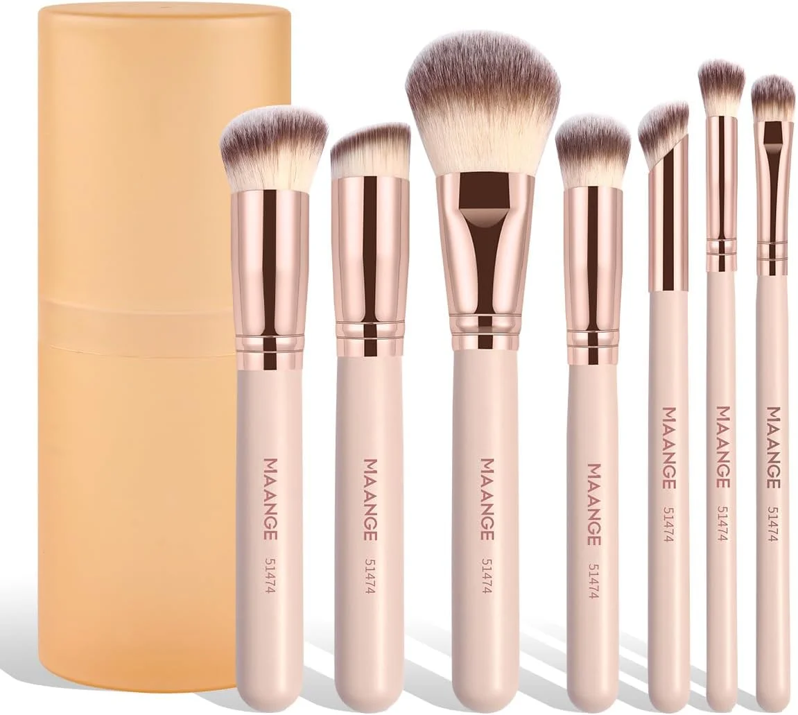 ست برس آرایشی مانژی، 9 تکه، شامل برس های کرم پودر، پودر، رژگونه، کانسیلر، کانتور، برس های حرفه ای چشم و صورت