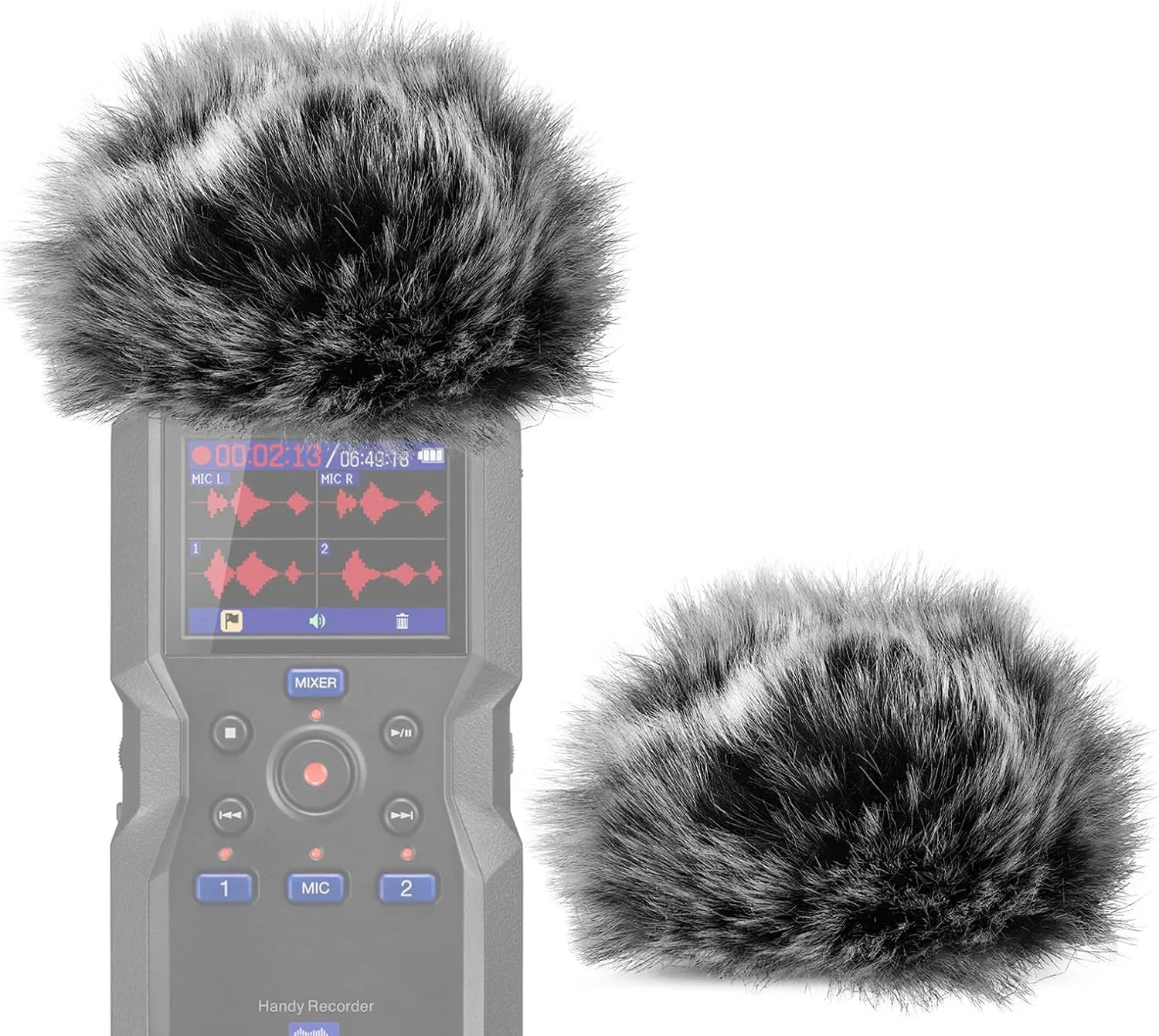 Geekria for Creators خز بادگیر سازگار با ضبط کننده دستی ZOOM H4 essential، روکش میکروفون DeadCat، روکش کرکی شیشه جلو، ضبط کننده دیجیتال قابل حمل (خاکستری / 2 عدد)