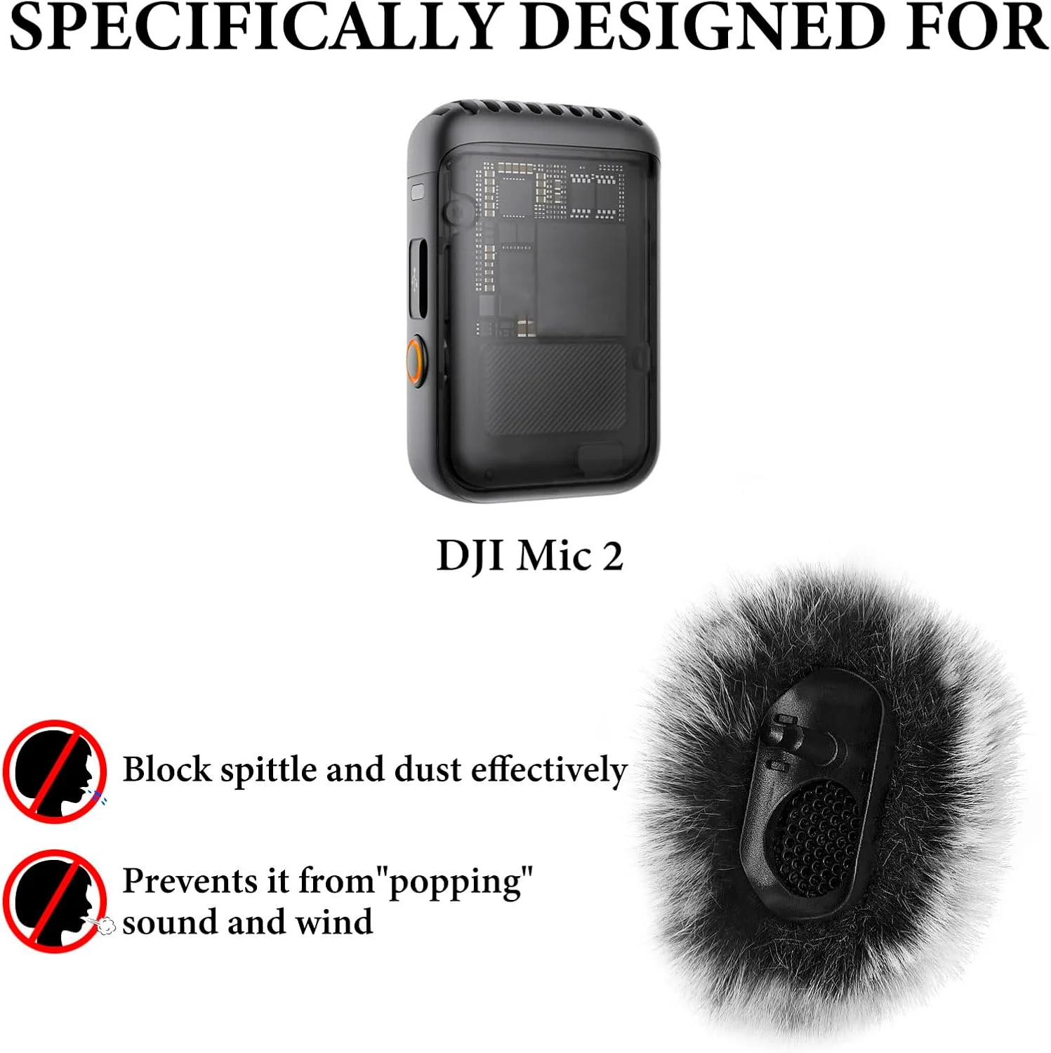 محافظ باد خزدار Geekria for Creators سازگار با DJI Mic 2، روکش ضد باد میکروفون DeadCat، محافظ پشمی، کاهش نویز باد (خاکستری / 2 عدد)