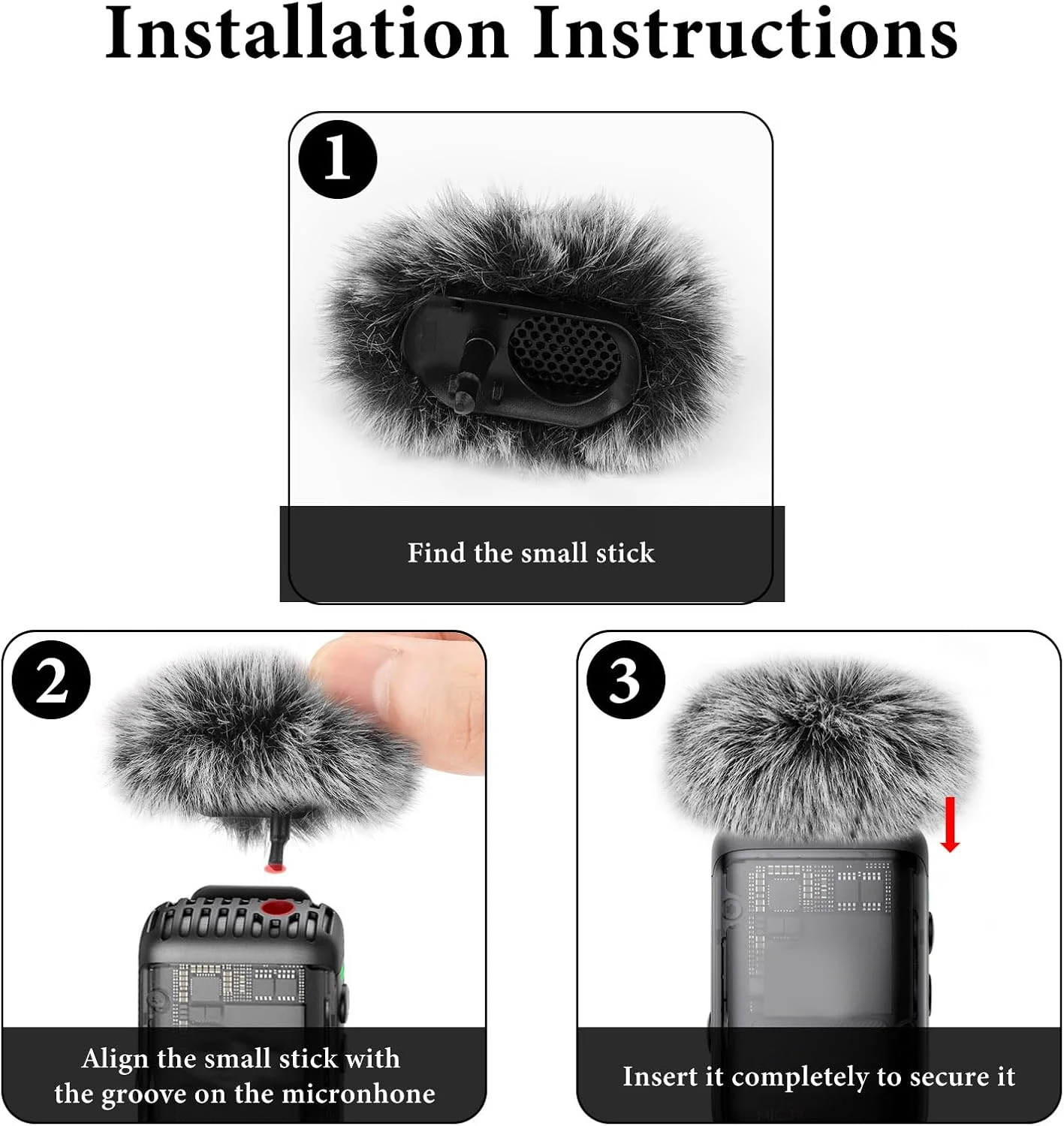 محافظ باد خزدار Geekria for Creators سازگار با DJI Mic 2، روکش ضد باد میکروفون DeadCat، محافظ پشمی، کاهش نویز باد (خاکستری / 2 عدد)