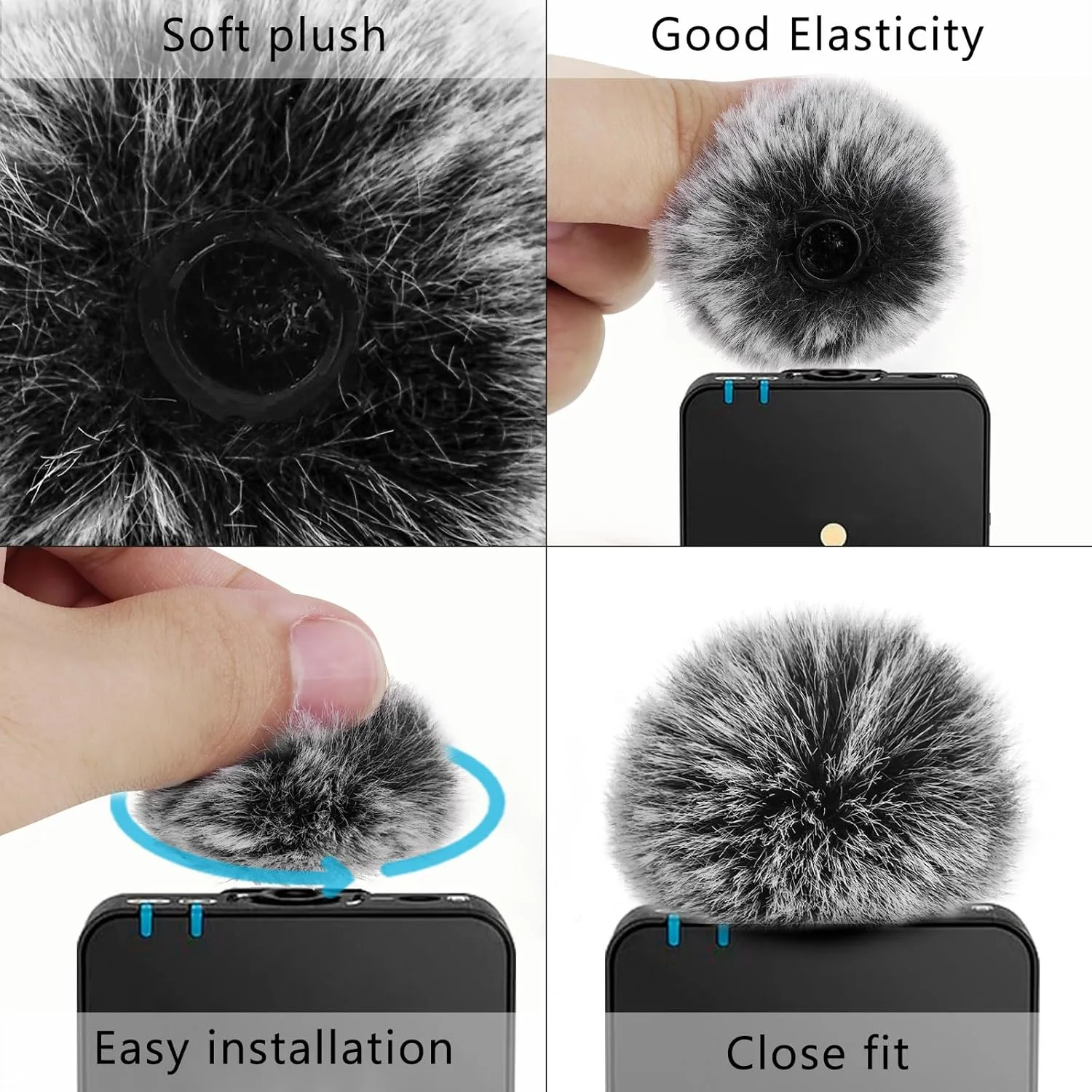 Geekria for Creators بادگیر خزدار سازگار با میکروفون Rode Wireless GO Gen 3 III، GO 2، PRO، ME، روکش ضد باد DeadCat، روکش کرکی شیشه جلو، کاهش نویز باد (خاکستری / 3 عدد)