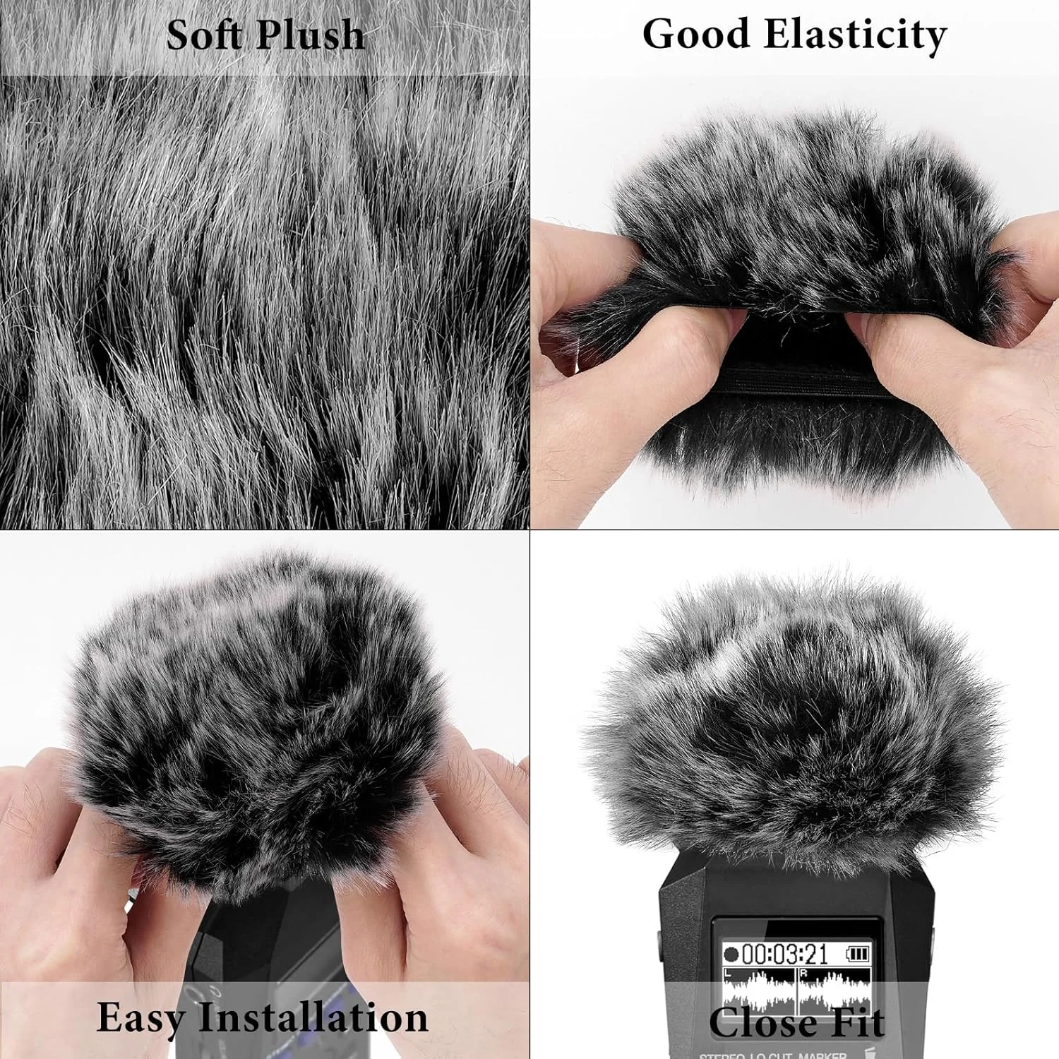 Geekria for Creators بادگیر خزدار سازگار با ضبط کننده دستی ZOOM H1 essential، روکش میکروفون DeadCat، روکش کرکی شیشه جلو، ضبط کننده دیجیتال قابل حمل (خاکستری / 2 بسته)