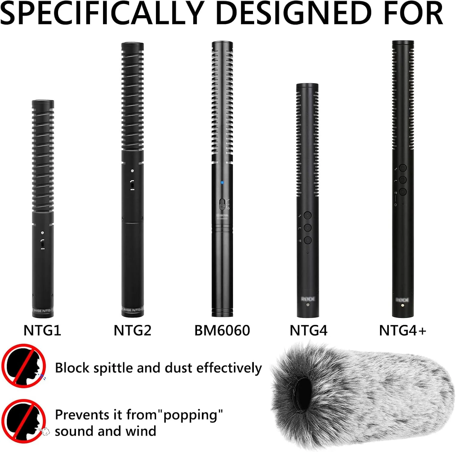 Geekria for Creators بادگیر خزدار برای میکروفون شاتگان با قطر 20 میلی‌متر (0.8 اینچ)، پوشش ضد باد میکروفون DeadCat، محافظ باد خزدار سازگار با BOYA، Rode (14 سانتی‌متر / 2 عدد)