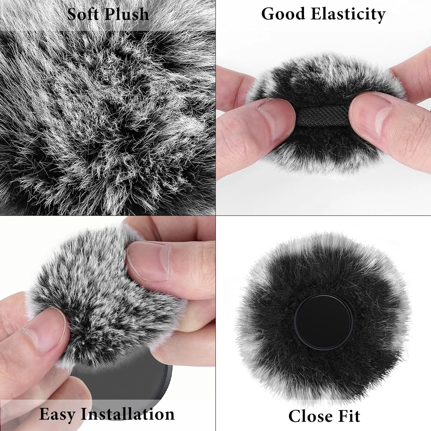 محافظ باد خزدار Geekria for Creators سازگار با میکروفون بی سیم Hollyland Lark M2، روکش ضد باد میکروفون DeadCat، روکش کرکی شیشه جلو، کاهش نویز باد (خاکستری / 2 عدد)