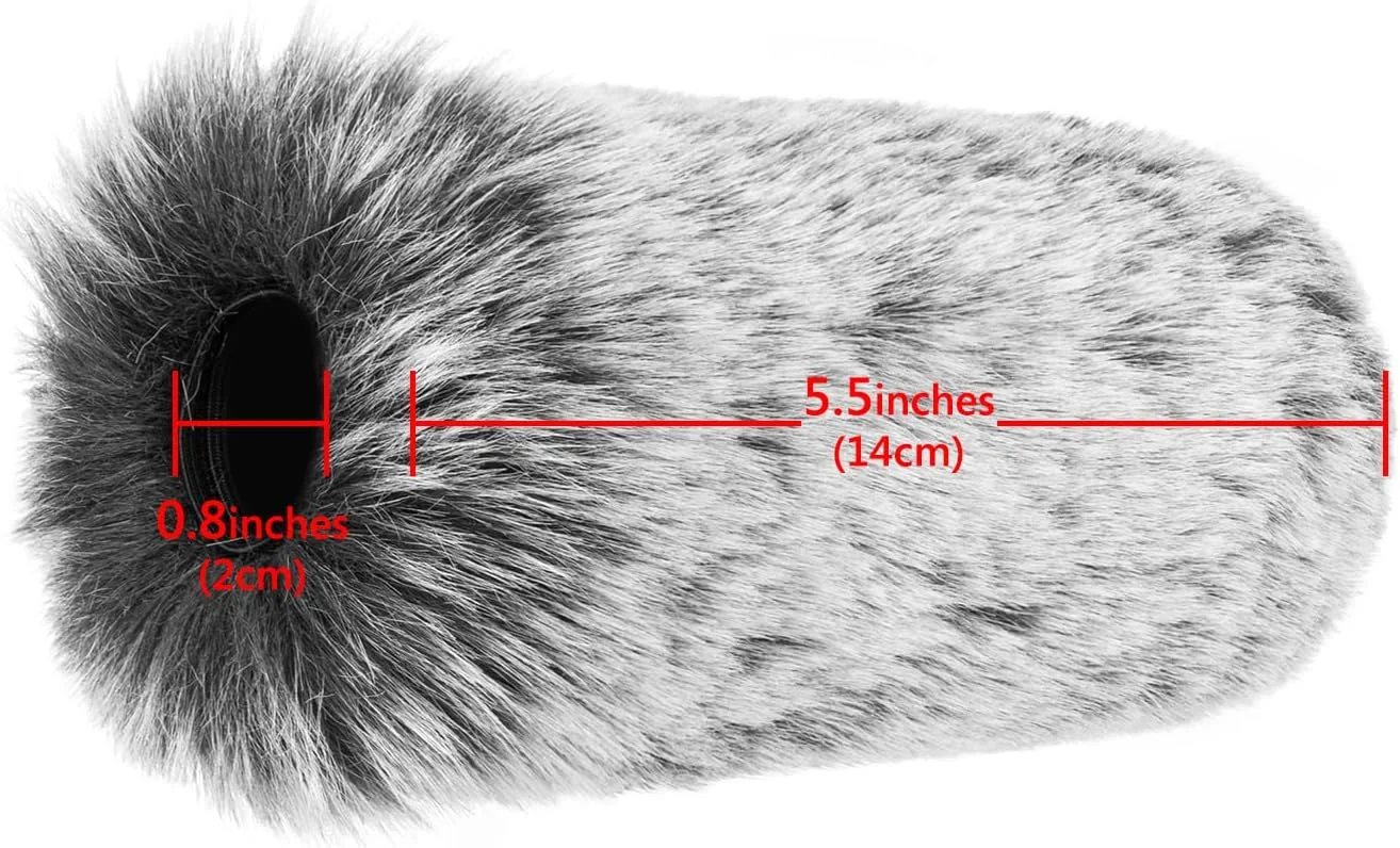 Geekria for Creators بادگیر خزدار برای میکروفون شاتگان با قطر 20 میلی‌متر (0.8 اینچ)، پوشش ضد باد میکروفون DeadCat، محافظ باد خزدار سازگار با BOYA، Rode (14 سانتی‌متر / 2 عدد)