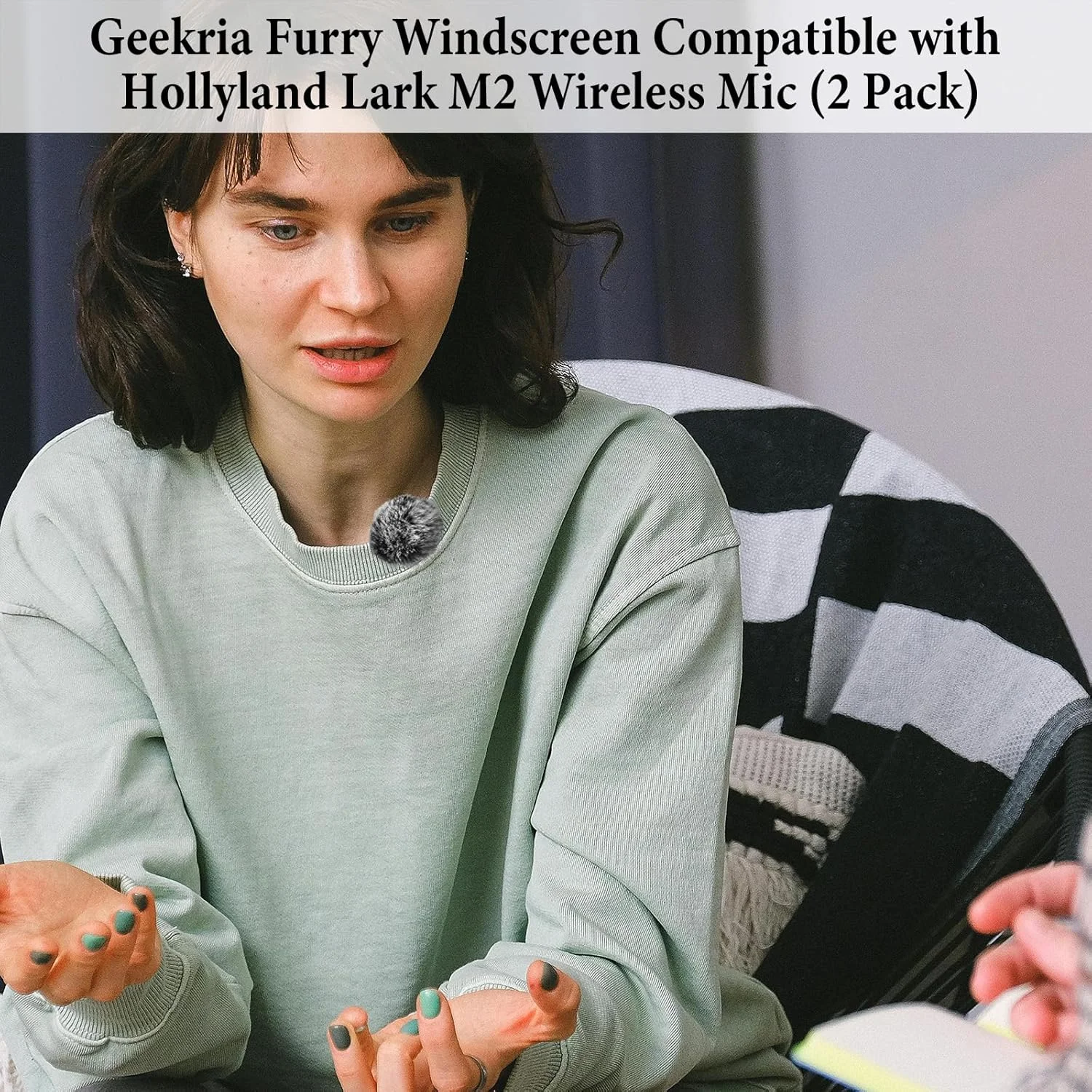 محافظ باد خزدار Geekria for Creators سازگار با میکروفون بی سیم Hollyland Lark M2، روکش ضد باد میکروفون DeadCat، روکش کرکی شیشه جلو، کاهش نویز باد (خاکستری / 2 عدد)
