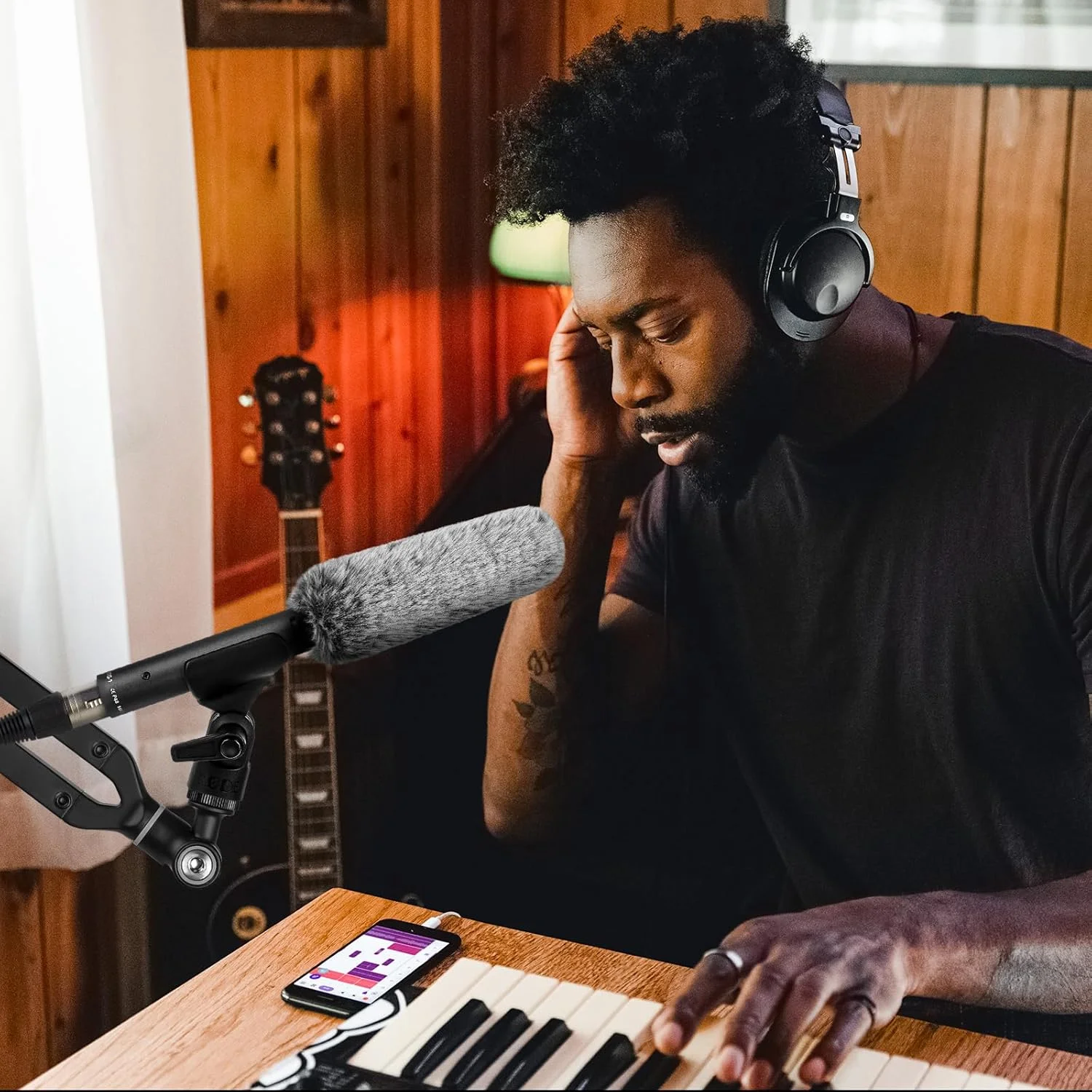 Geekria for Creators بادگیر خزدار برای میکروفون شاتگان با قطر 20 میلی‌متر (0.8 اینچ)، پوشش ضد باد میکروفون DeadCat، محافظ باد خزدار سازگار با BOYA، Rode (14 سانتی‌متر / 2 عدد)