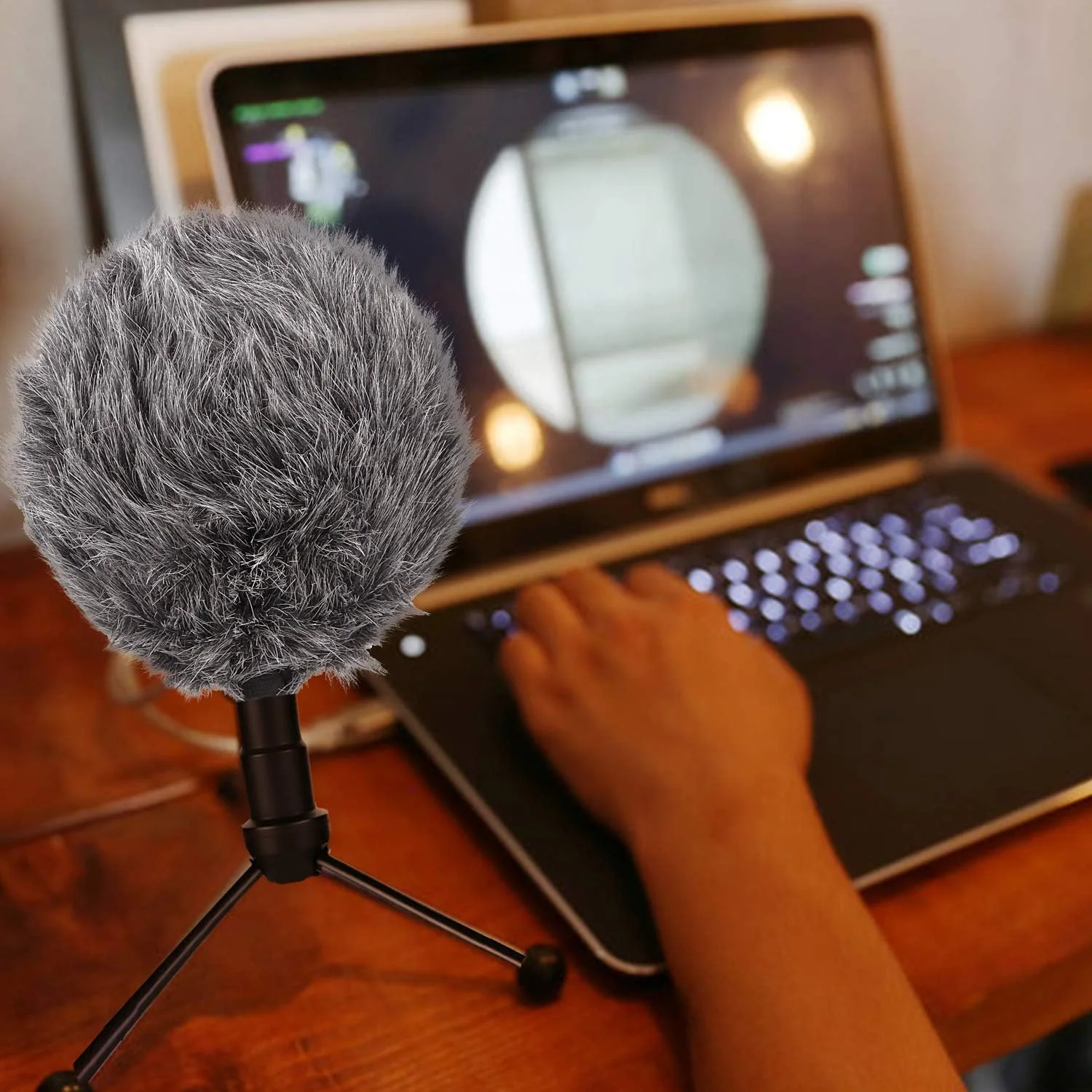 فیلتر خز بادگیر میکروفون SUNMON Deadcat برای میکروفون کاندنسر Blue Snowball iCE - بادگیر میکروفون بیرونی (خاکستری)