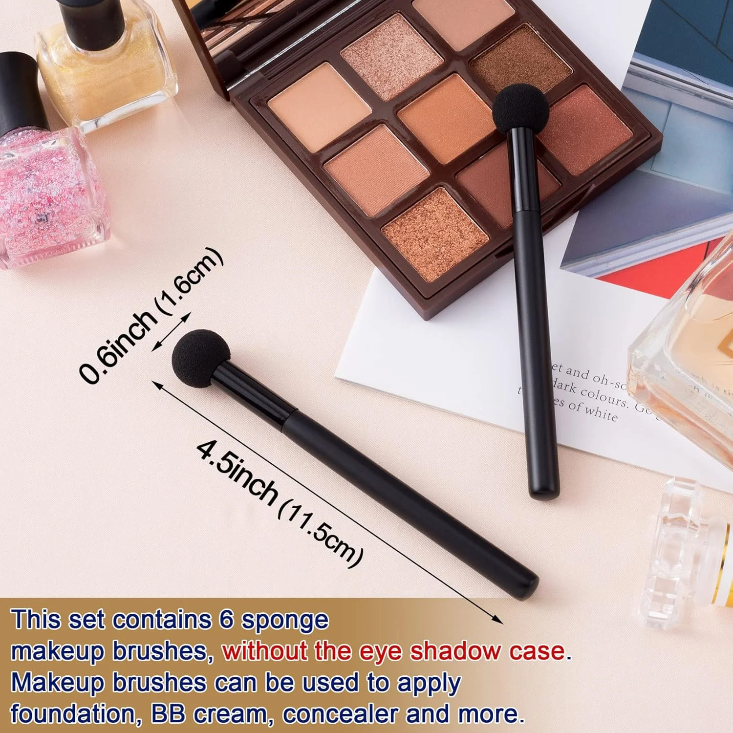 پد آرایشی اسفنجی PAGOW، 6 عدد، با دسته، اپلیکاتور سایه چشم اسفنجی، برس سایه چشم اسفنجی، ست برس سایه چشم پنبه ای برای زنان و دختران (طول 11 سانتی متر)، قابل شستشو پد آرایشی اسفنجی PAGOW، 6 عدد، با دسته، اپلیکاتور سایه چشم اسفنجی، برس سایه چشم اسفنجی، ست برس سایه چشم پنبه ای برای زنان و دختران (طول 11 سانتی متر)، قابل شستشو