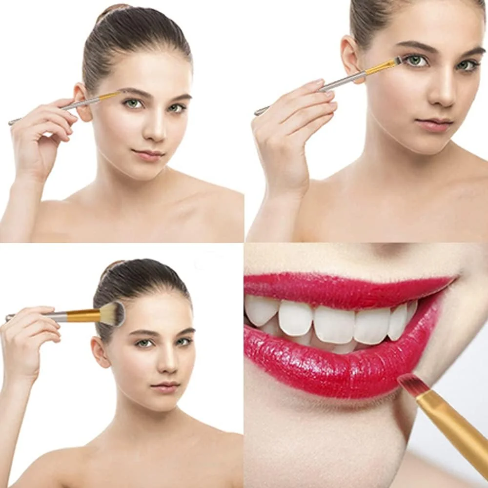 ست برس آرایشی اوریتی 24 عددی، دسته چوبی حرفه ای، موهای مصنوعی با کیفیت عالی، شامل برس های کانتور، کانسیلر، کرم پودر، ترکیب کننده، پودر صورت، سایه چشم، به همراه کیف مسافرتی چرمی، رنگ شامپاین