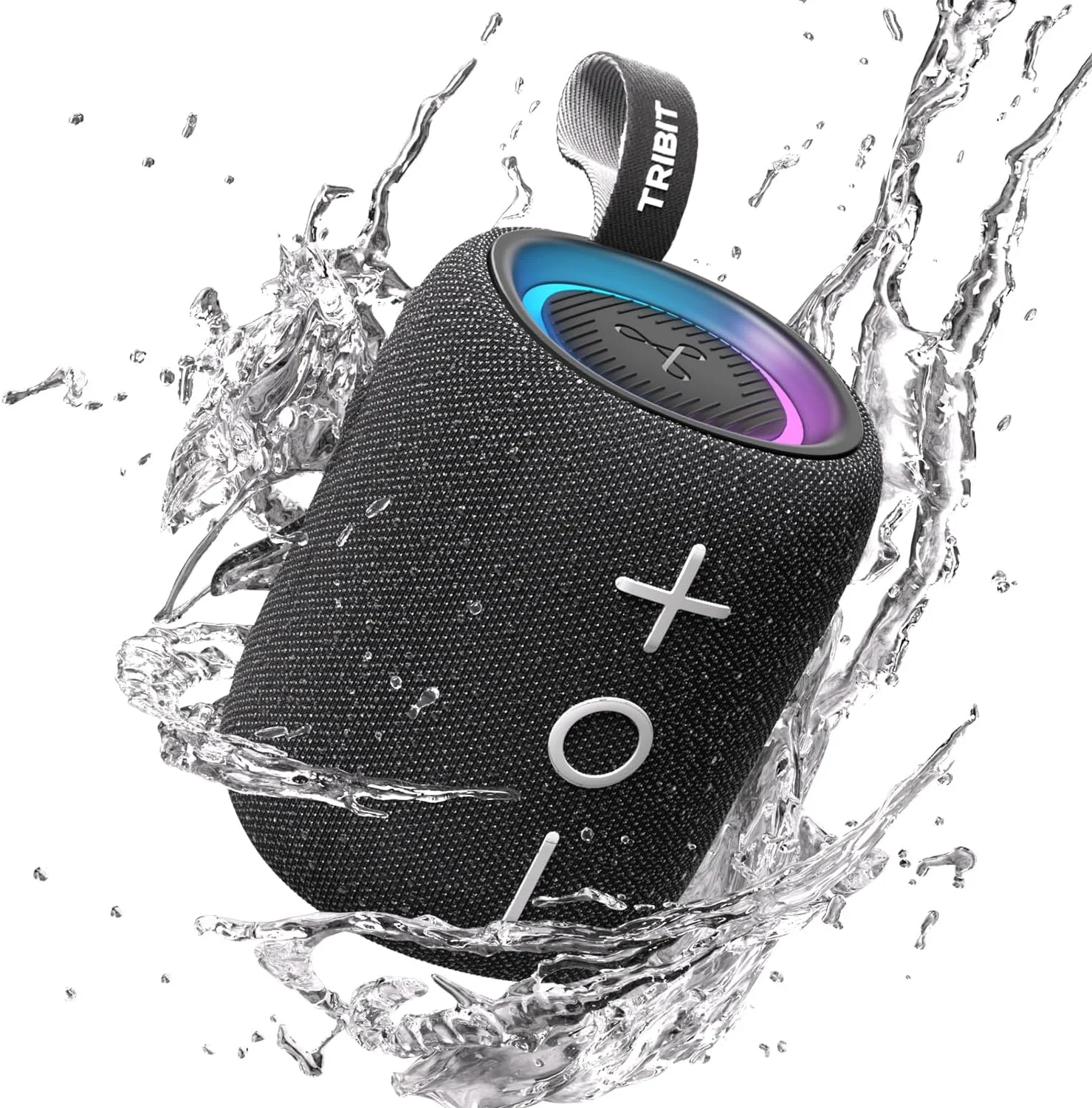 اسپیکر بلوتوثی قابل حمل Tribit StormBox Mini+ با توان 12 وات، صدای فراگیر 360 درجه، 12 ساعت پخش مداوم، بلوتوث 5.4، ضد آب IPX7، چراغ های LED، اکولایزر قابل تنظیم، اتصال TWS، درگاه Type-C، پشتیبانی از AAC/SBC، مناسب برای منزل/فضای باز/مسافرت - مشکی