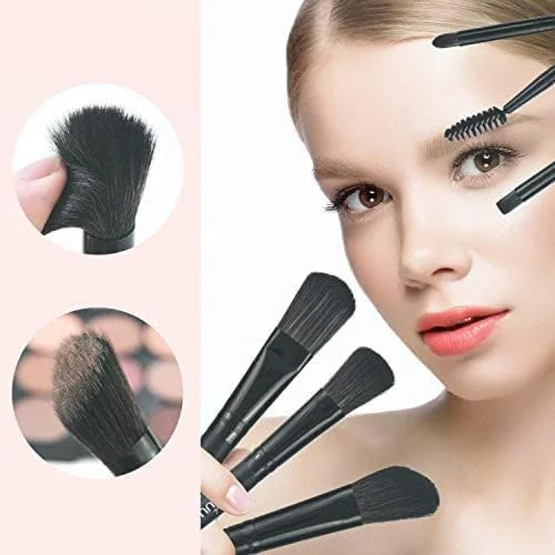 ست برس آرایشی شامل برس سایه چشم، برس کرم پودر، برس کانسیلر، برس مژه و برس رژگونه، 24 عدد برس نرم آرایشی. این برس های وگان و بدون تست حیوانی دارای موهای مصنوعی نرم هستند (مشکی)
