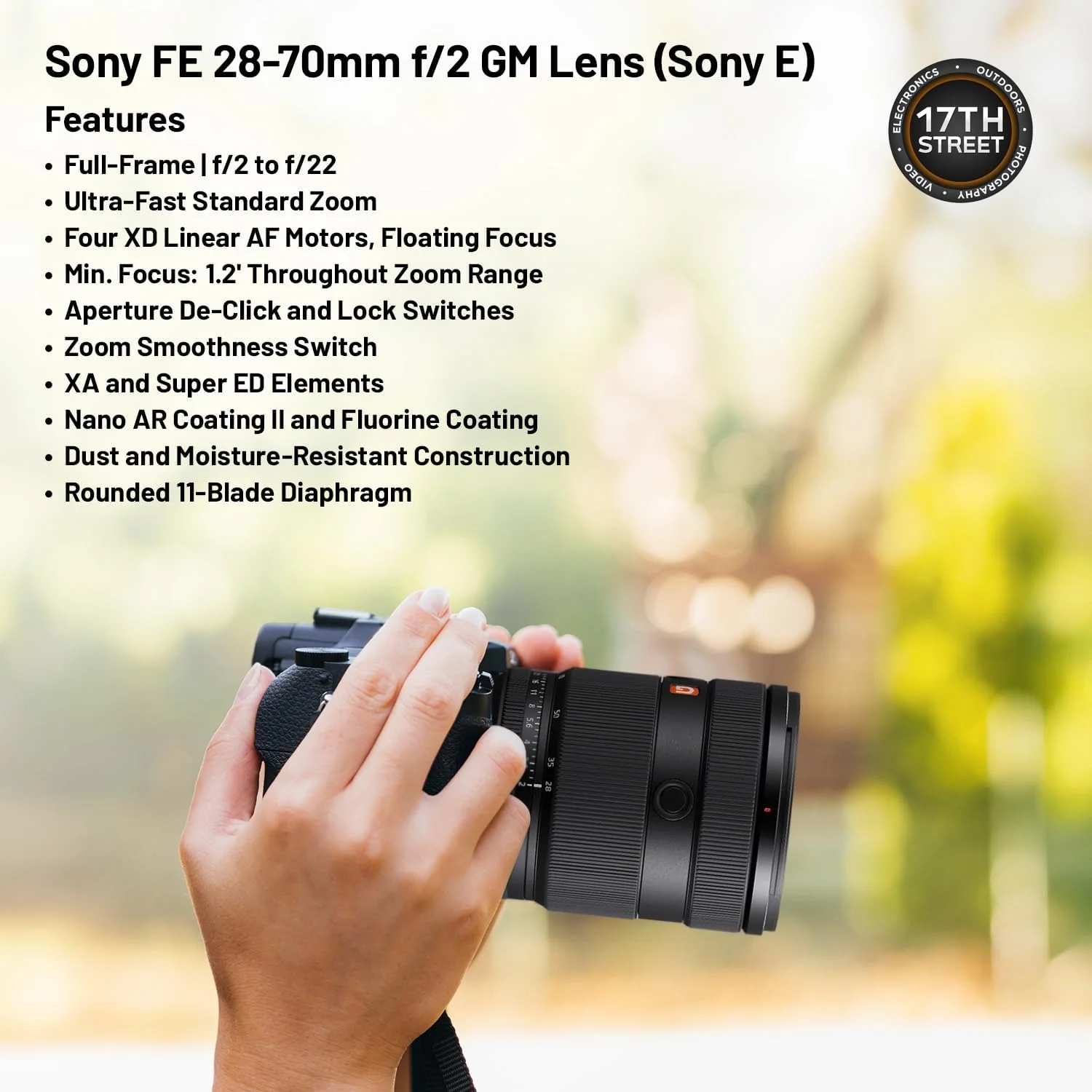 لنز سونی FE 28-70mm f/2 GMaster برای مانت Sony E - لنز زوم استاندارد فوق‌العاده سریع به همراه کارت حافظه 64 گیگابایتی Extreme PRO UHS-I SDXC، کیت نرم‌افزاری Corel و پارچه تمیزکننده - بسته ضروری