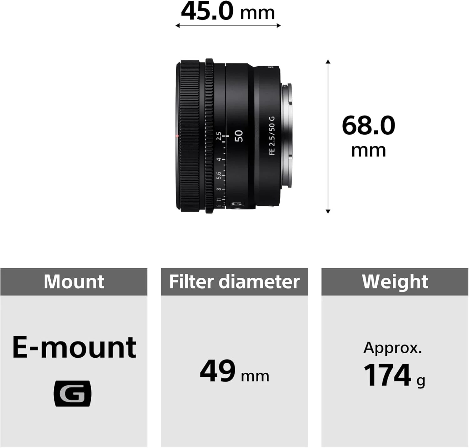 لنز فول فریم سونی Sel50F25G مدل Fe 50Mm F2.5 G سری پریمیوم G، مشکی، Sel50F25G.Syx