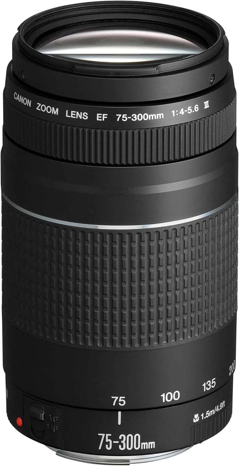 لنز تله فوتو کانن EF 75-300mm F4.0-5.6 III برای EOS (دهانه فیلتر 58 میلیمتری، فوکوس خودکار) مشکی لنز تله فوتو کانن EF 75-300mm F4.0-5.6 III برای EOS (دهانه فیلتر 58 میلیمتری، فوکوس خودکار) مشکی