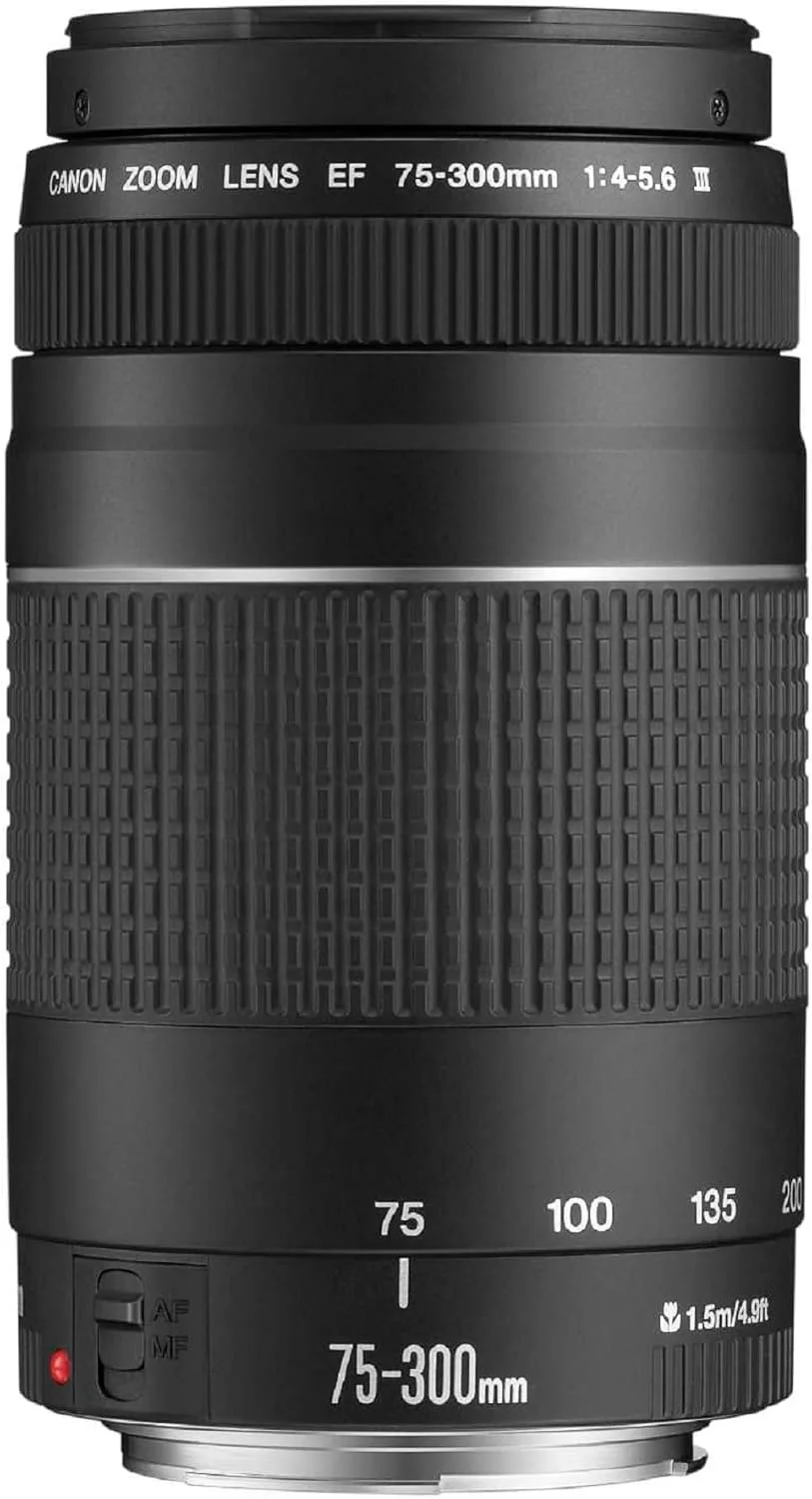 لنز تله فوتو کانن EF 75-300mm F4.0-5.6 III برای EOS (دهانه فیلتر 58 میلیمتری، فوکوس خودکار) مشکی لنز تله فوتو کانن EF 75-300mm F4.0-5.6 III برای EOS (دهانه فیلتر 58 میلیمتری، فوکوس خودکار) مشکی