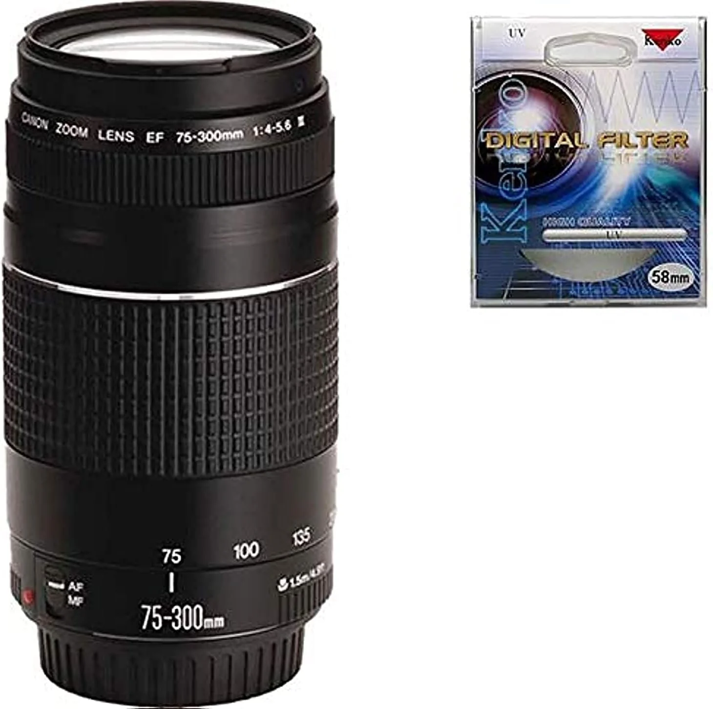 لنز دوربین Canon EF 75-300mm f/4-5.6 III SLR به همراه فیلتر UV لنز دوربین Canon EF 75-300mm f/4-5.6 III SLR به همراه فیلتر UV