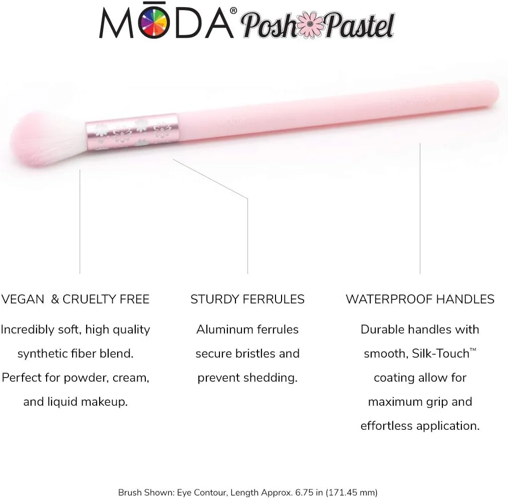 ست برس آرایشی چشم 7 تکه MODA Royal & Langnickel مدل Posh Pastel با اندازه کامل و کیف شامل برس های کانتور چشم، چشم دودی، کریس، سایه، ابرو و خط چشم نوک تیز، پاستیلی چند رنگ ست برس آرایشی چشم 7 تکه MODA Royal & Langnickel مدل Posh Pastel با اندازه کامل و کیف شامل برس های کانتور چشم، چشم دودی، کریس، سایه، ابرو و خط چشم نوک تیز، پاستیلی چند رنگ