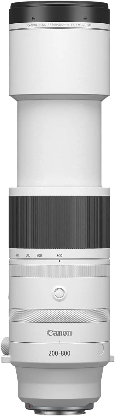 لنز زوم سوپر تله فوتو کانن RF200-800mm F6.3-9 IS USM، بدون آینه، محدوده زوم قدرتمند، عکاسی راحت با دست، برای حیات وحش، طبیعت، ورزش های فضای باز، جمع و جور و سبک