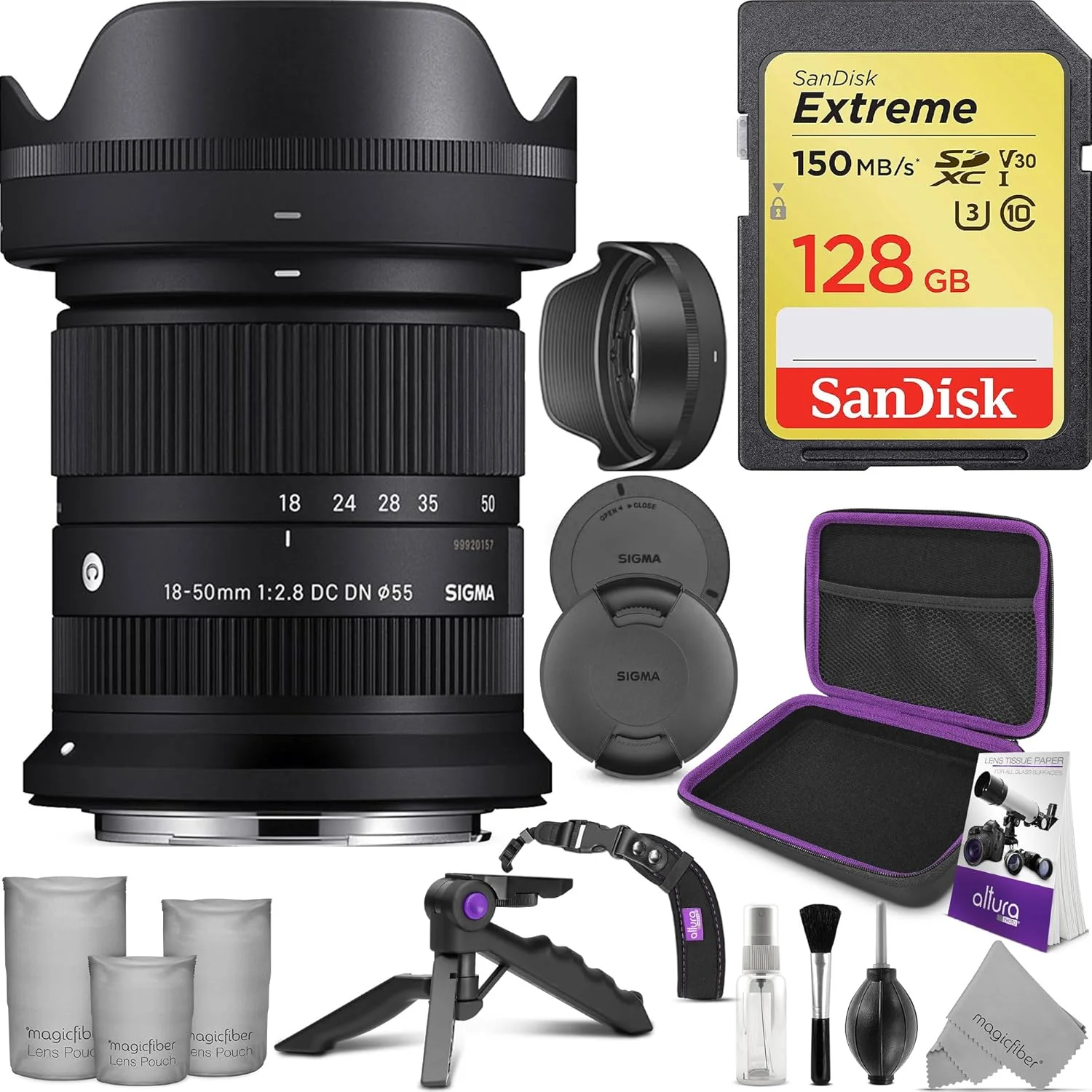 لنز دوربین سیگما 18-50mm f/2.8 DC DN Contemporary برای مانت Canon RF به همراه بسته لوازم جانبی پیشرفته Altura Photo