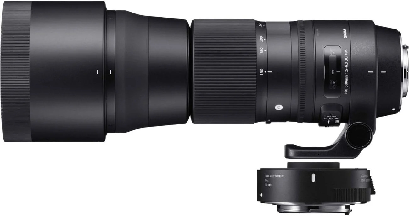 لنز سیگما ZB954 150-600 میلی‌متر F5-6.3 DG OS HSM Contemporary به همراه کیت مبدل TC-1401 برای دوربین کانن - مشکی
