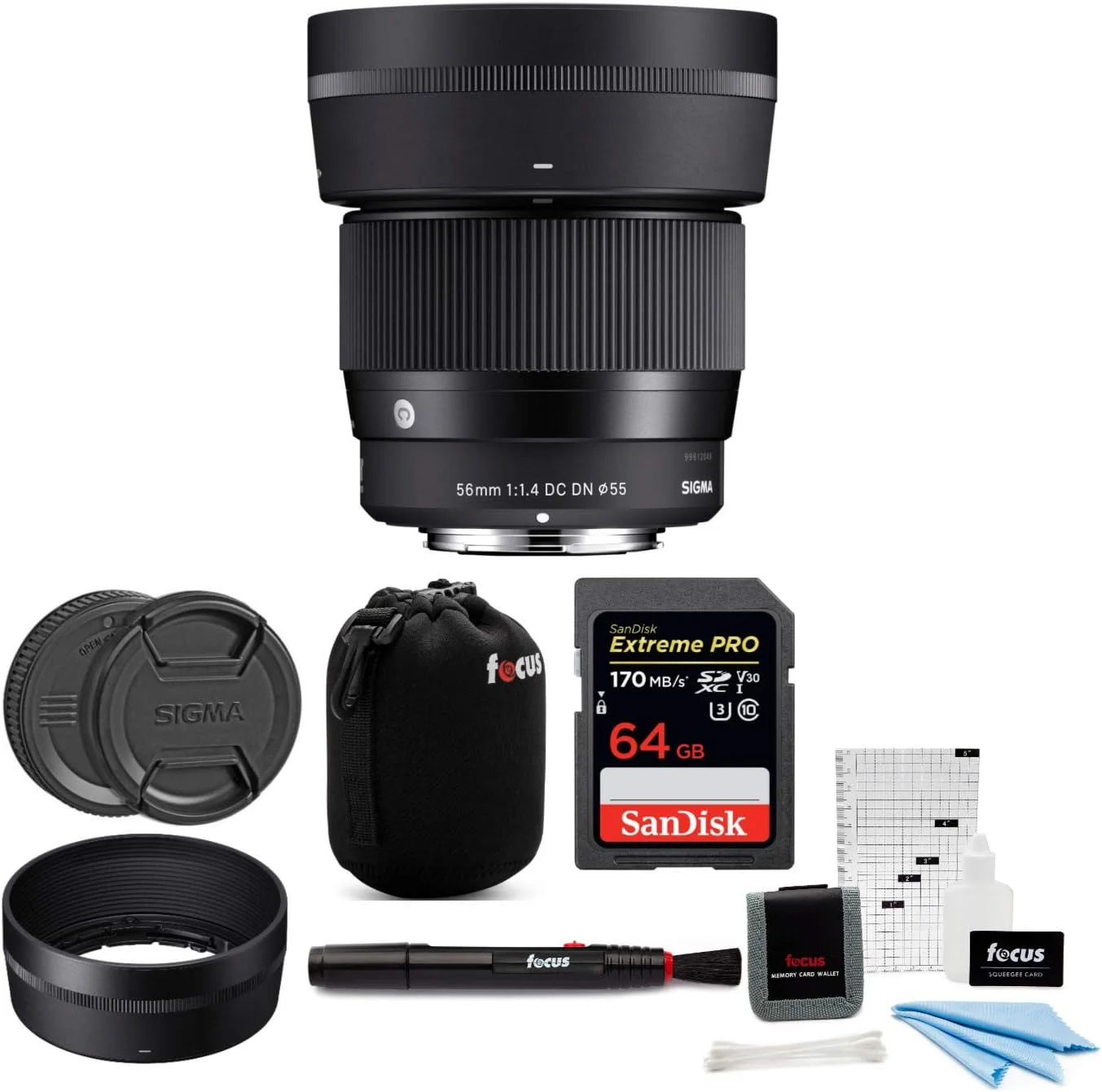 لنز دوربین سیگما 56mm f/1.4 DC DN Contemporary برای Sony E به همراه بسته 64 گیگابایتی Extreme PRO