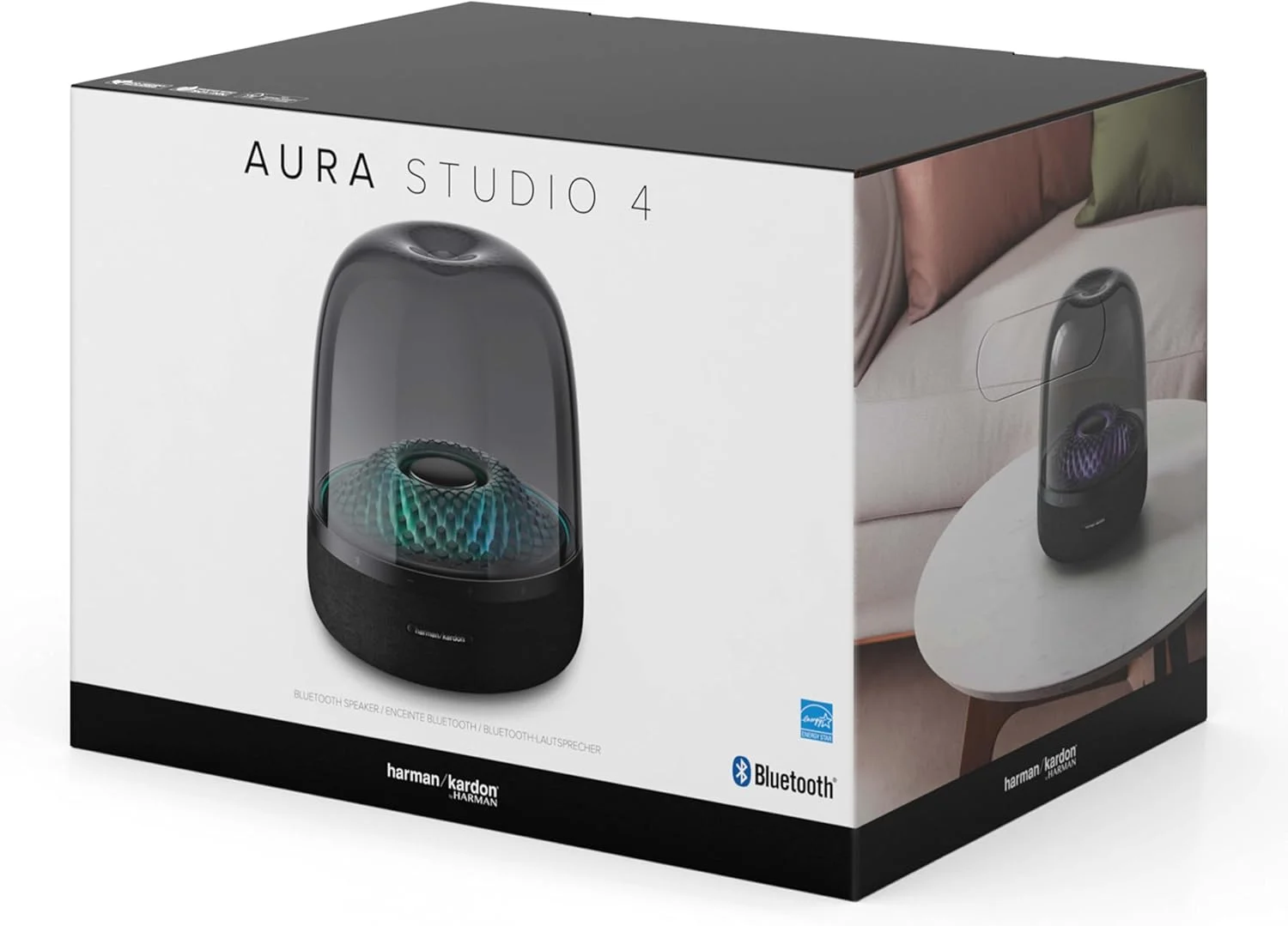 اسپیکر بلوتوث خانگی پریمیوم Harman Kardon Aura Studio 4 با صدای برتر، نورپردازی با جلوه الماس و طراحی سازگار با محیط زیست، مدل HKAURAS4BLKUK، مشکی اسپیکر بلوتوث خانگی پریمیوم Harman Kardon Aura Studio 4 با صدای برتر، نورپردازی با جلوه الماس و طراحی سازگار با محیط زیست، مدل HKAURAS4BLKUK، مشکی