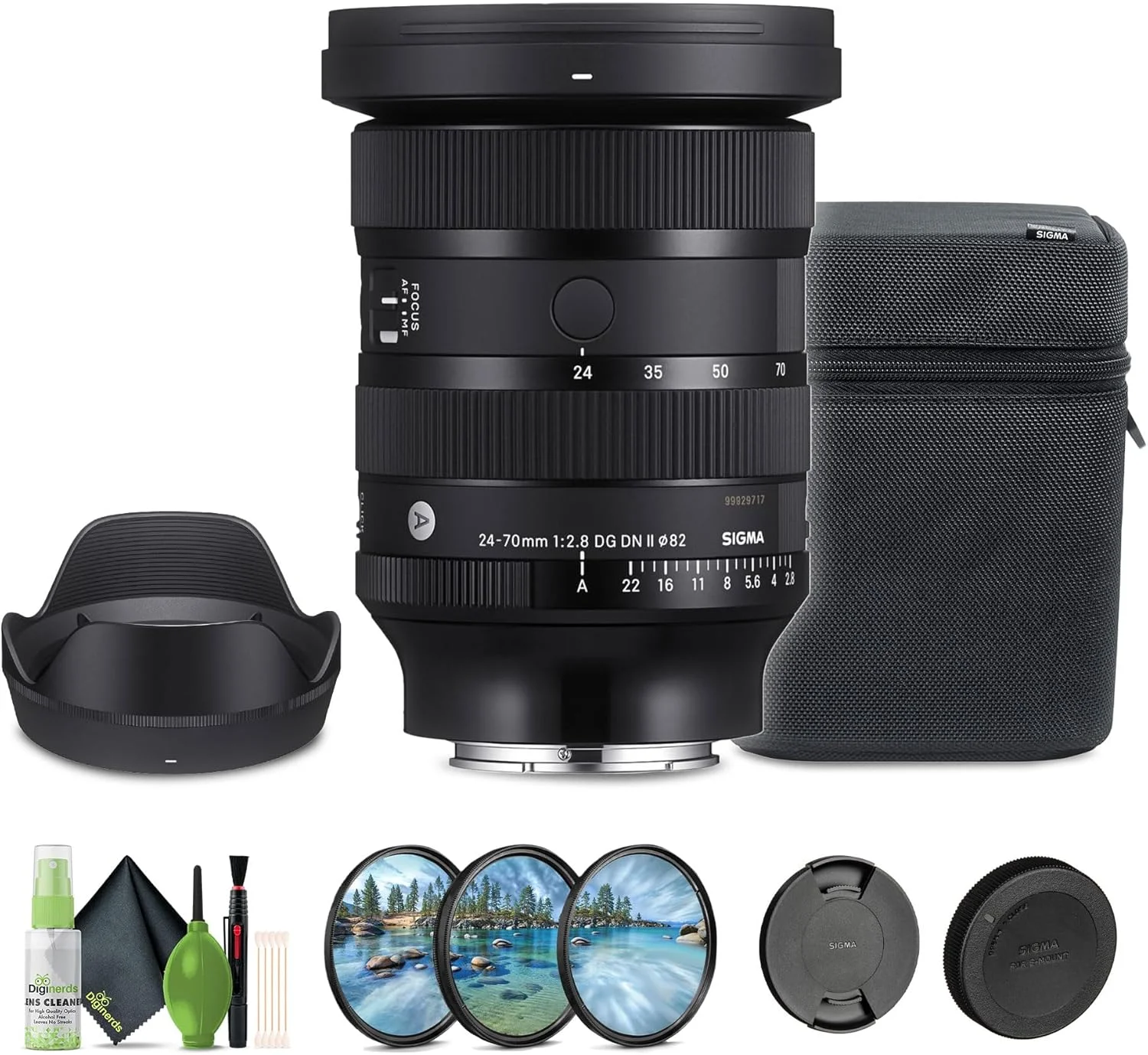 لنز سیگما 24-70mm f/2.8 DG DN II Art (مانت سونی E) + کیت تمیز کننده + کیت فیلتر لنز 82 میلی متر