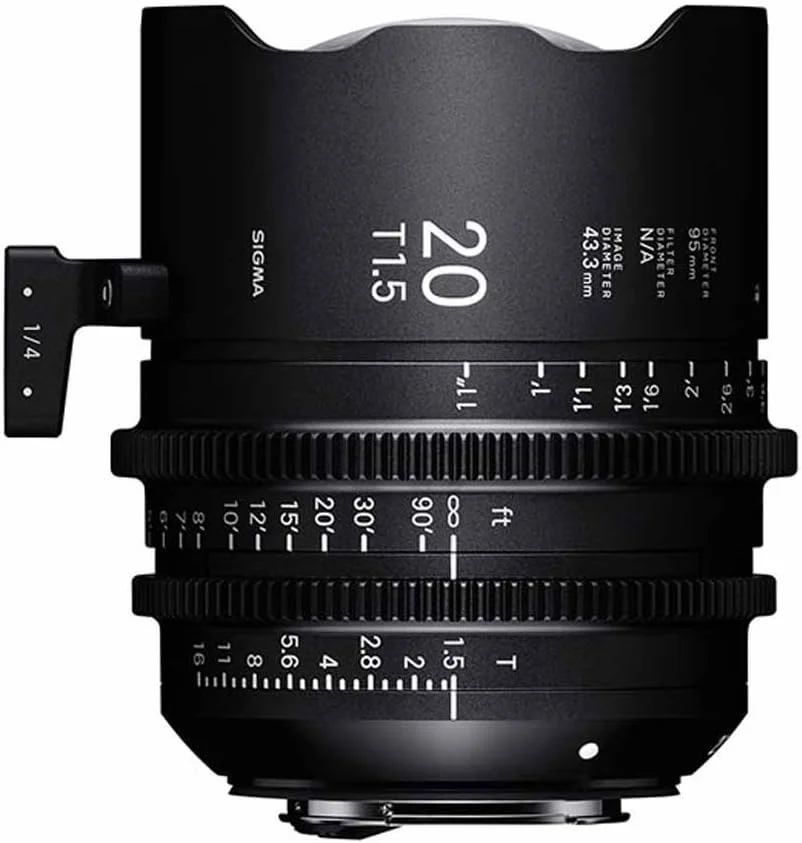لنز سینمایی پرایم سریع سیگما T1.5 20mm الترا فول فریم با مانت Canon EF، فاصله فوکوس نزدیک 11 اینچ