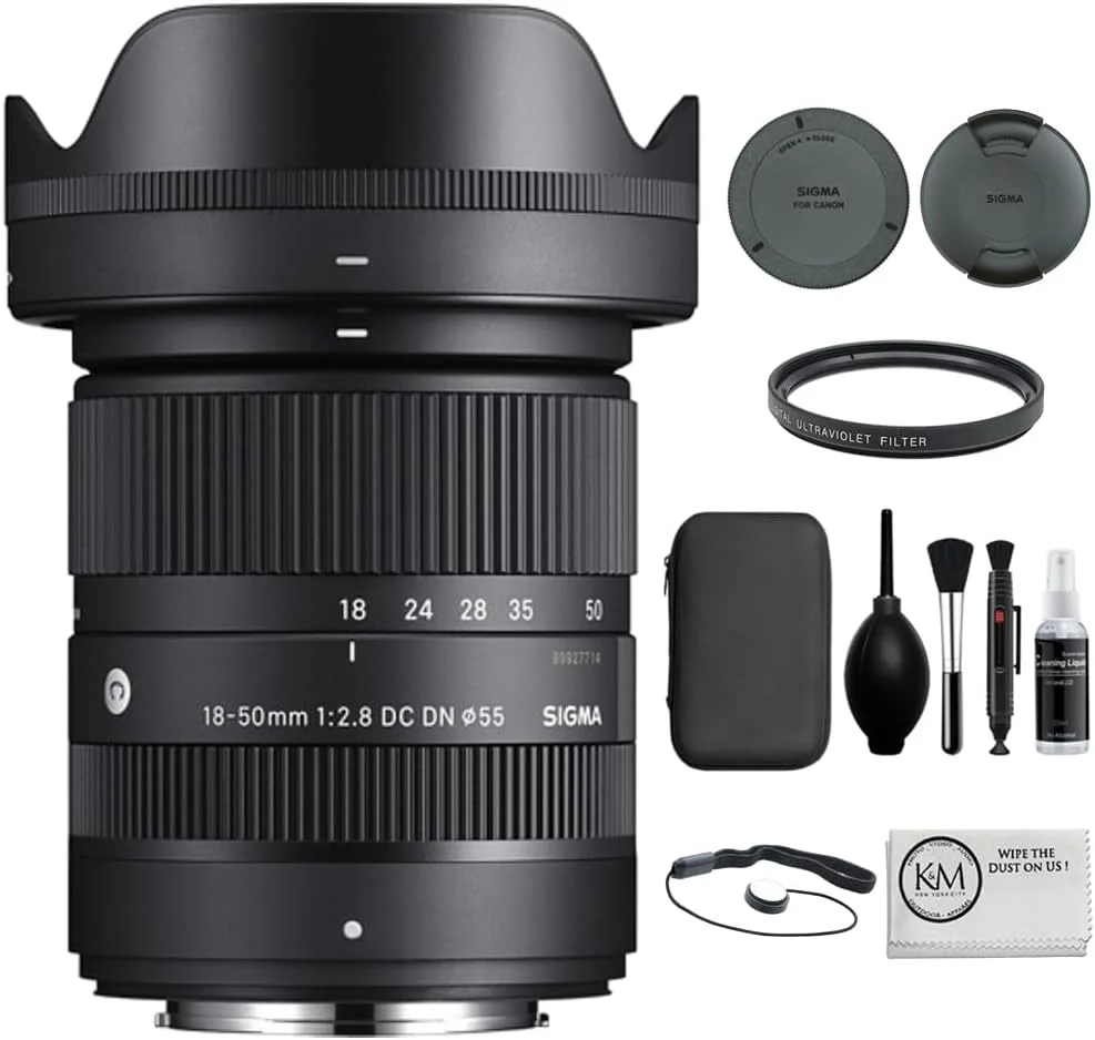 لنز سیگما 18-50mm f/2.8 DC DN Contemporary | بسته نرم افزاری Sony E به همراه فیلتر UV + کیت استارتر عکس (11 قطعه) + پارچه تمیز کننده میکروفیبر (4 عدد)