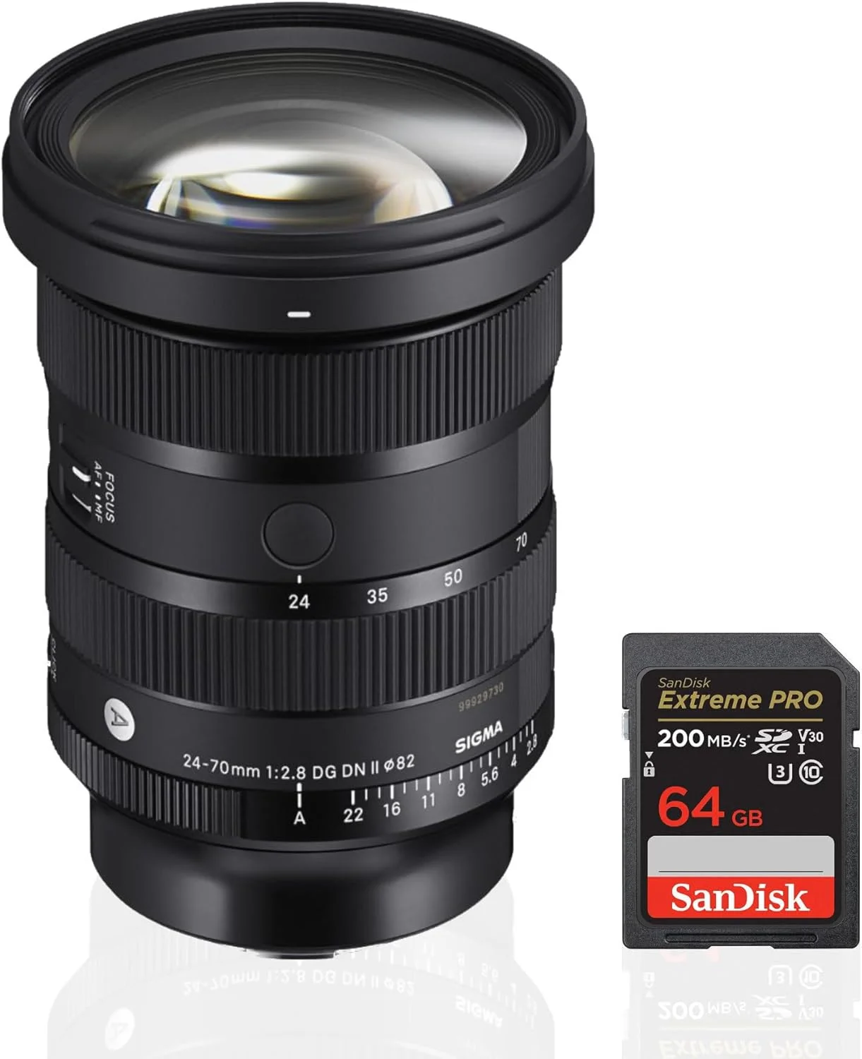 لنز سیگما 24-70MM F2.8 DG DN II Art (L-Mount) به همراه کارت حافظه 64GB SDXC UHS-I (2 قطعه)