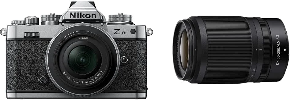 دوربین دیجیتال بدون آینه نیکون Zfc با لنز 16-50 میلی‌متری، نقره‌ای، Vok090Xm و لنز Nikkor Z Dx 50-250Mm F/4.5-6.3 Vr