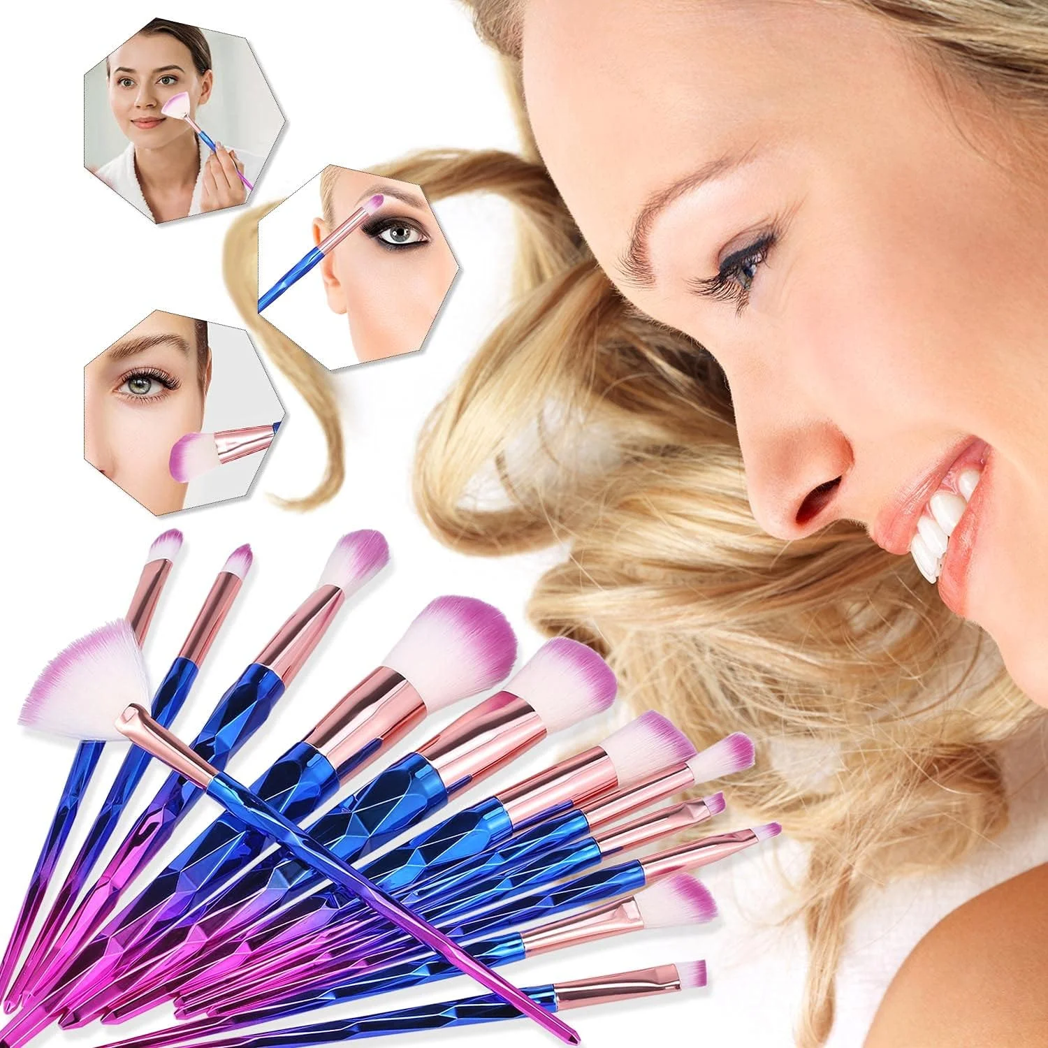 مجموعه 12 عددی برس آرایشی POOWE، برس های دسته دار برای کرم پودر، پودر، سایه چشم، کانتور و ترکیب، ابزار برس آرایشی صورت به همراه کیف لوازم آرایشی (بنفش) مجموعه 12 عددی برس آرایشی POOWE، برس های دسته دار برای کرم پودر، پودر، سایه چشم، کانتور و ترکیب، ابزار برس آرایشی صورت به همراه کیف لوازم آرایشی (بنفش)