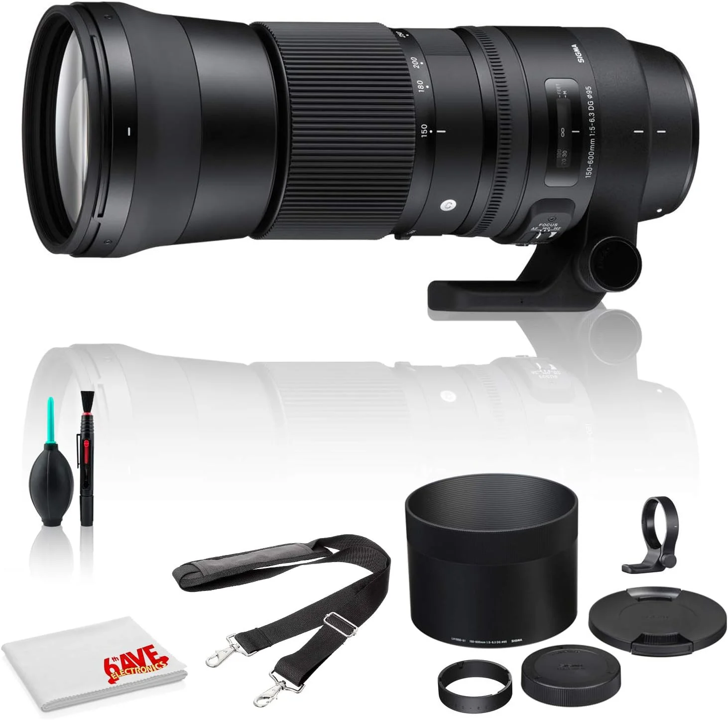 لنز سیگما 150-600mm f/5-6.3 DG OS HSM Contemporary برای Canon EF به همراه کیت تمیز کننده لنز دوربین 6AVE Deluxe