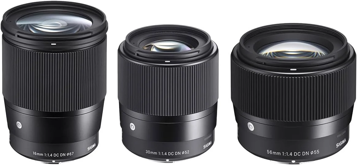 بسته لنز سیگما کانتِمپورِری شامل لنزهای سیگما 16mm f/1.4 DC DN - 30mm f/1.4 DC DN - سیگما 56mm f/1.4 DC DN برای دوربین های سونی E-Mount، مشکی
