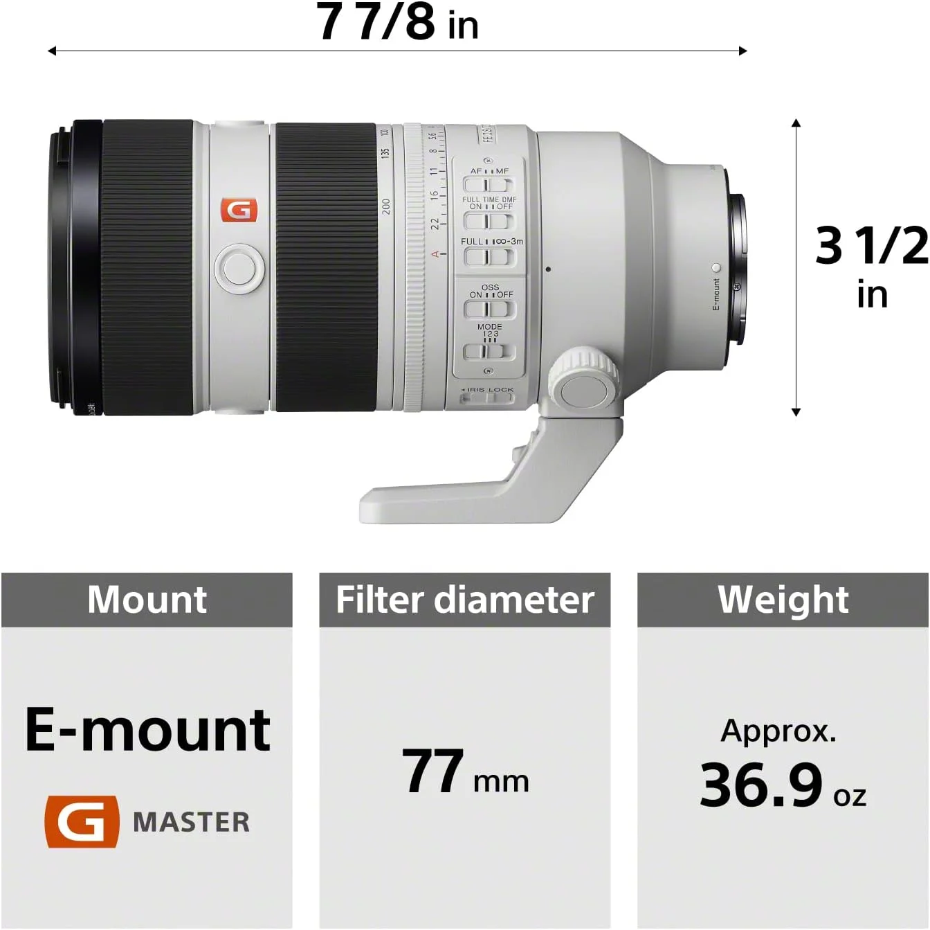لنز تله فوتو زوم Sony FE 70-200mm F2.8 GM OSS II با دیافراگم ثابت، مخصوص فول فریم، سری G Master مدل SEL70200GM2، رنگ سفید لنز تله فوتو زوم Sony FE 70-200mm F2.8 GM OSS II با دیافراگم ثابت، مخصوص فول فریم، سری G Master مدل SEL70200GM2، رنگ سفید