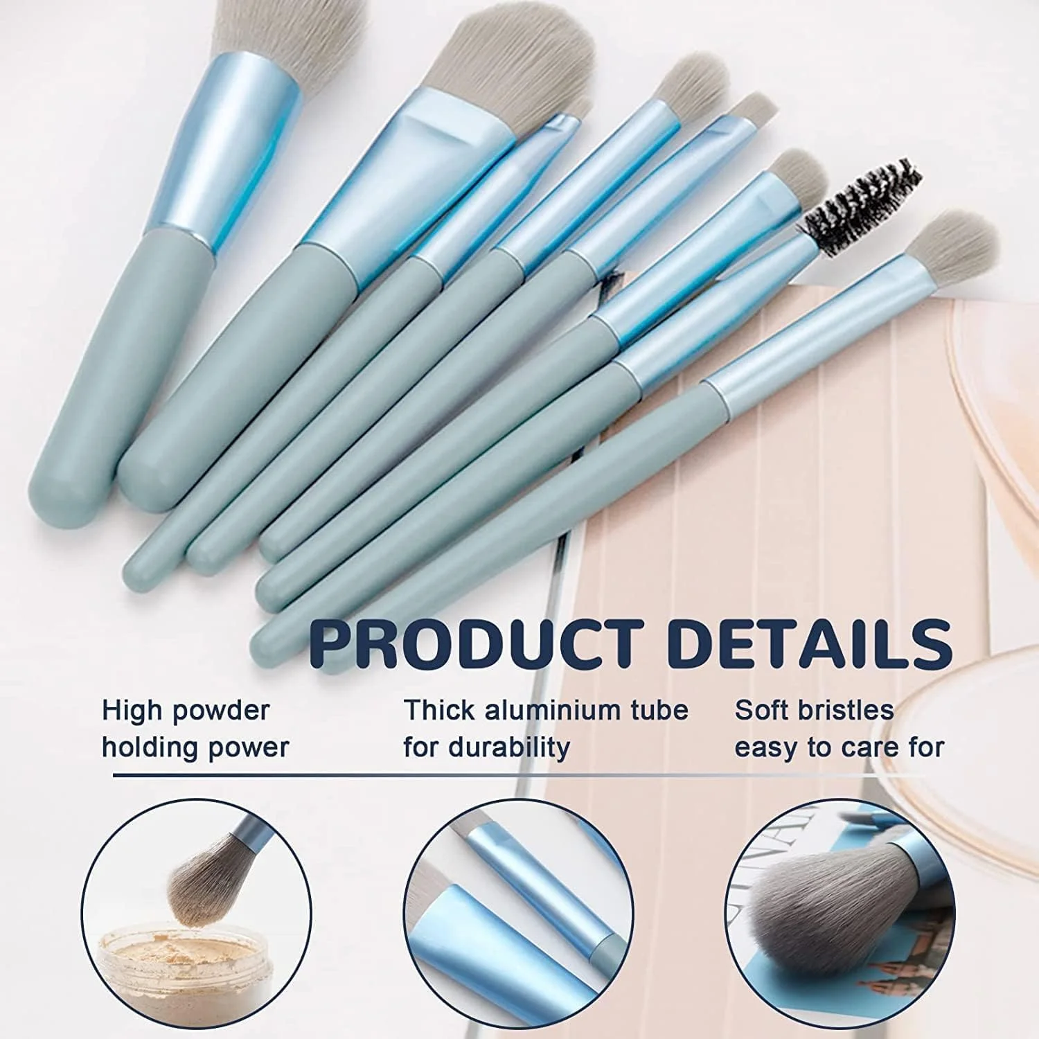 ست برس آرایشی ساکلاک، 8 تکه برس آرایشی حرفه ای شامل برس کرم پودر، برس ترکیب کننده، ابزار آرایشی، ست آرایشی، برس آرایشی + 1 پد ست برس آرایشی ساکلاک، 8 تکه برس آرایشی حرفه ای شامل برس کرم پودر، برس ترکیب کننده، ابزار آرایشی، ست آرایشی، برس آرایشی + 1 پد