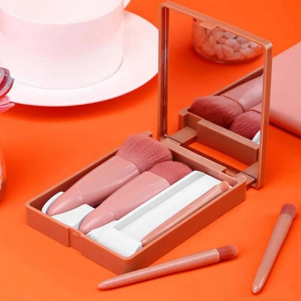 Shrux 5pcs Mini Complete Function Cosmetic Brushes Set with Makeup Mirror//Lip Brush,Blending Powder Brush, Eye shadow Brush // Synthetic Foundation Brush Kit with Storage Box(1pcs)(Multicolor) Shrux 5pcs Mini Complete Function Cosmetic Brushes Set with Makeup Mirror//Lip Brush,Blending Powder Brush, Eye shadow Brush // Synthetic Foundation Brush Kit with Storage Box(1pcs)(Multicolor)